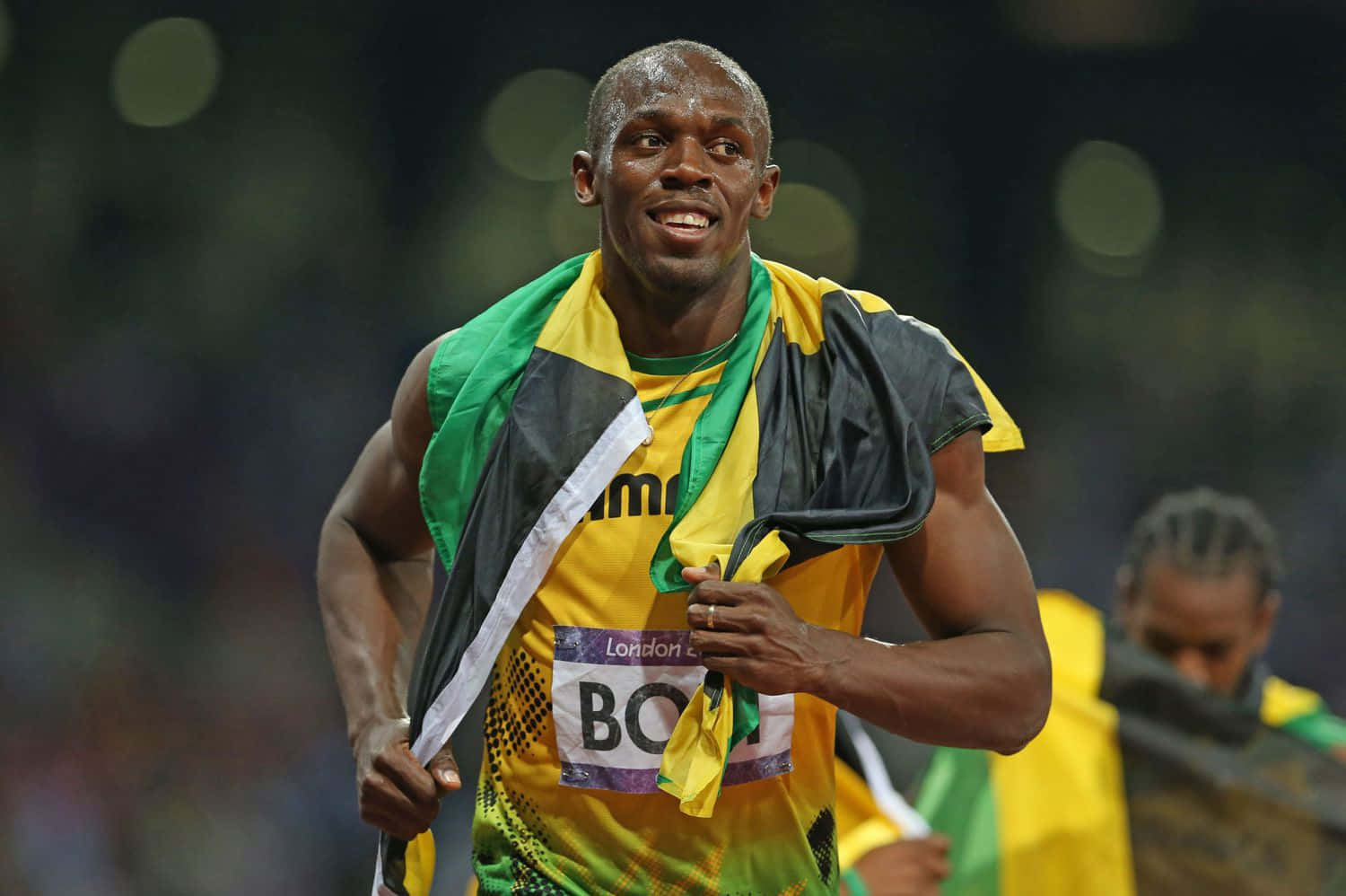 Usain Bolt Jamaican Colors While Running Wallpaper