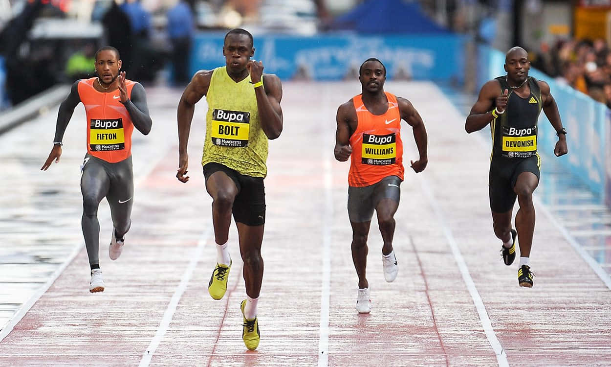 Usain Bolt Leading The Race Wallpaper