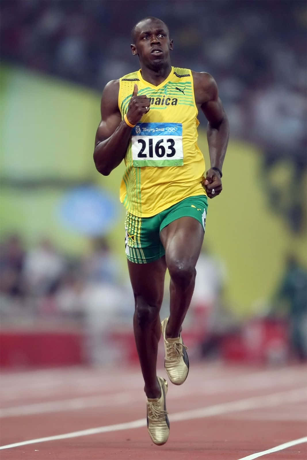 Usain Bolt kører på Track Phone Wallpaper Wallpaper
