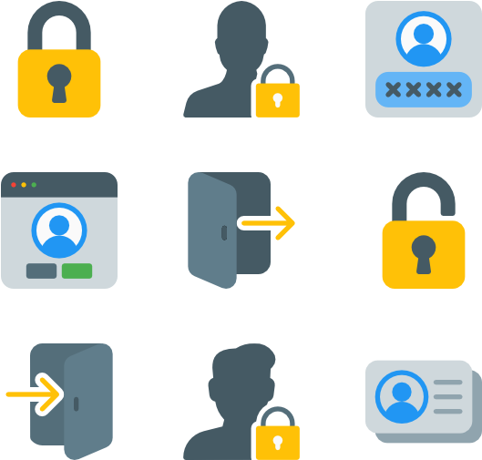 User Authentication Icons Set PNG