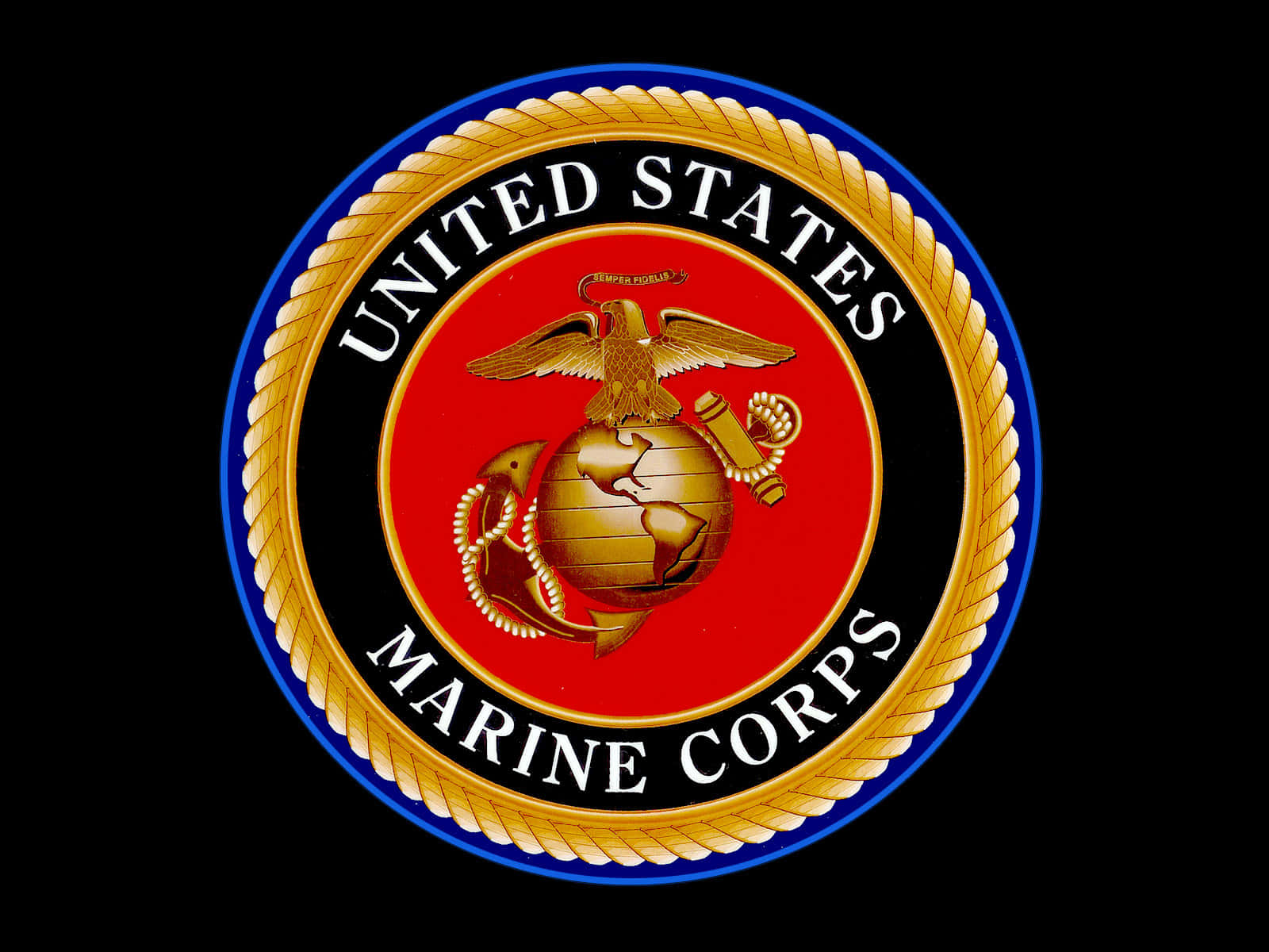 Logoet for De amerikanske Marinekorps på en sort baggrund Wallpaper
