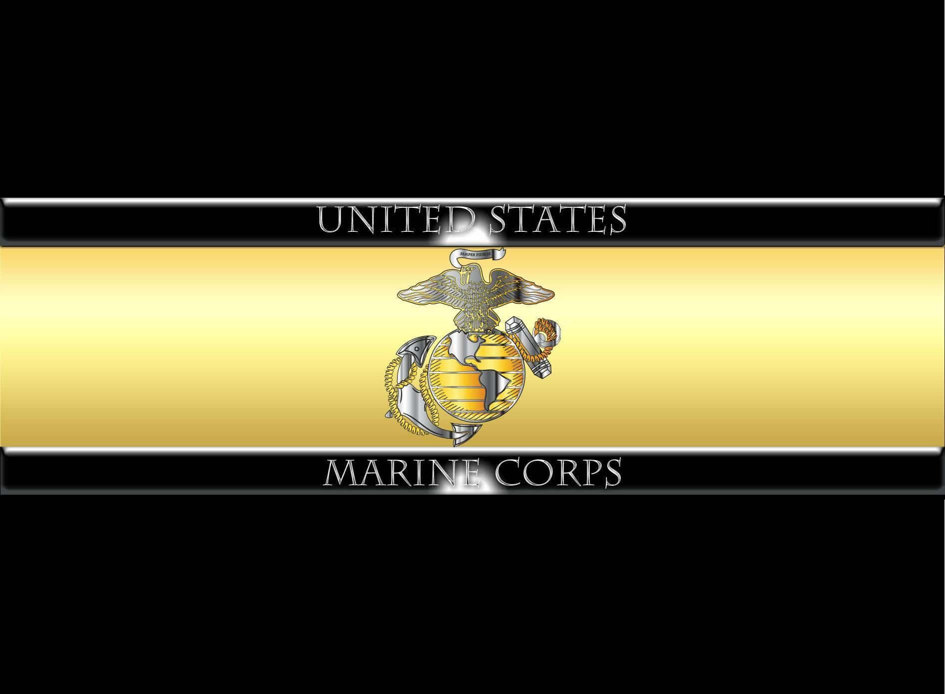 Emblemadel Cuerpo De Marines De Los Estados Unidos En Un Fondo Dorado Fondo de pantalla