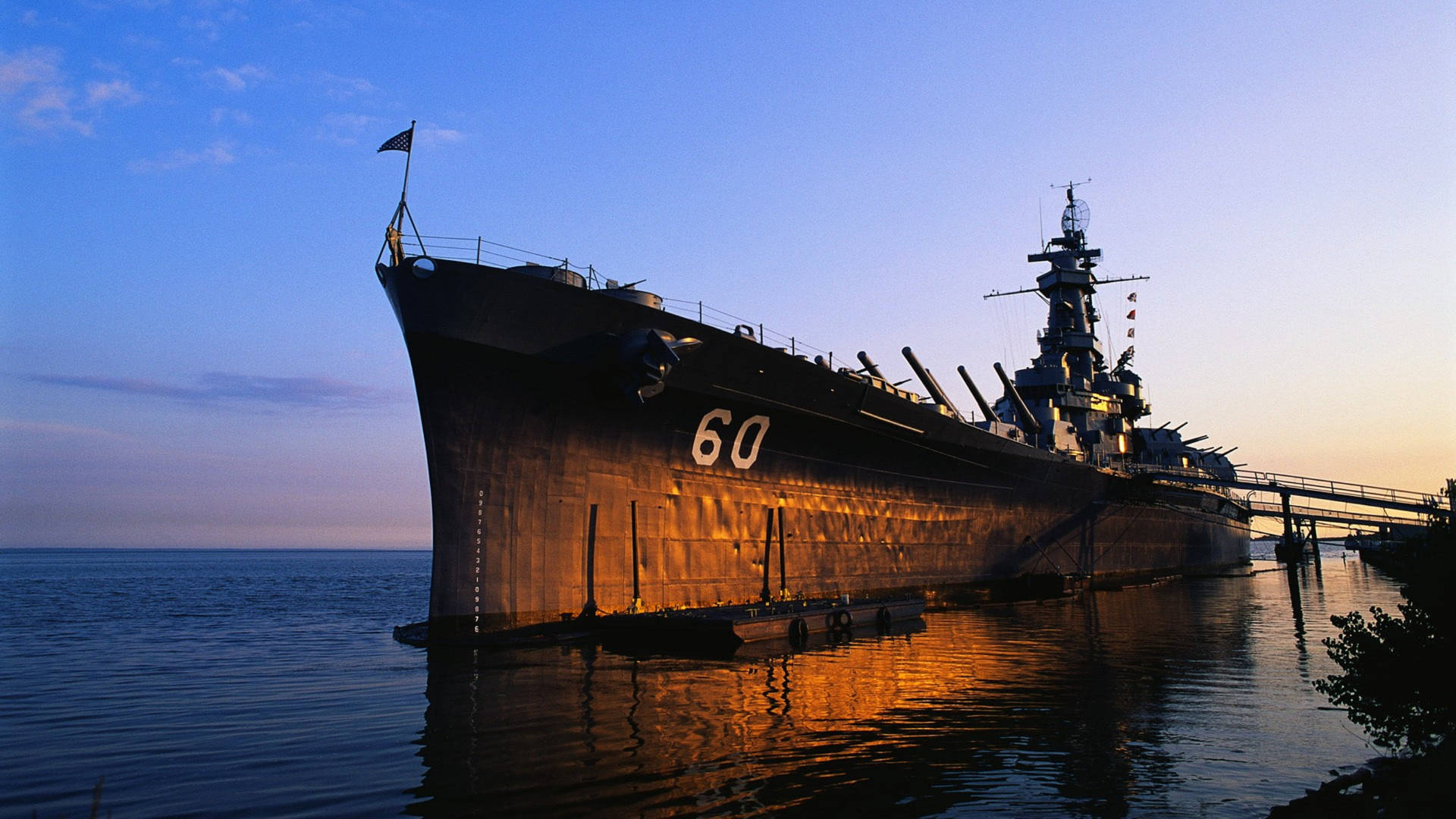 USS Alabama Battleship Sunset Wallpaper