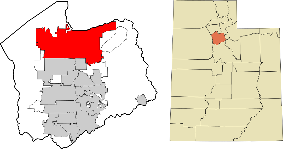 Utah County Map Highlighting Box Elder County PNG