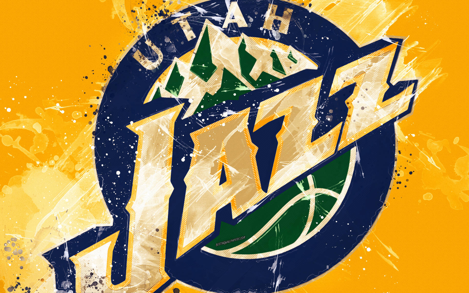 Utah Jazz Emblem Digital Drawing Wallpaper