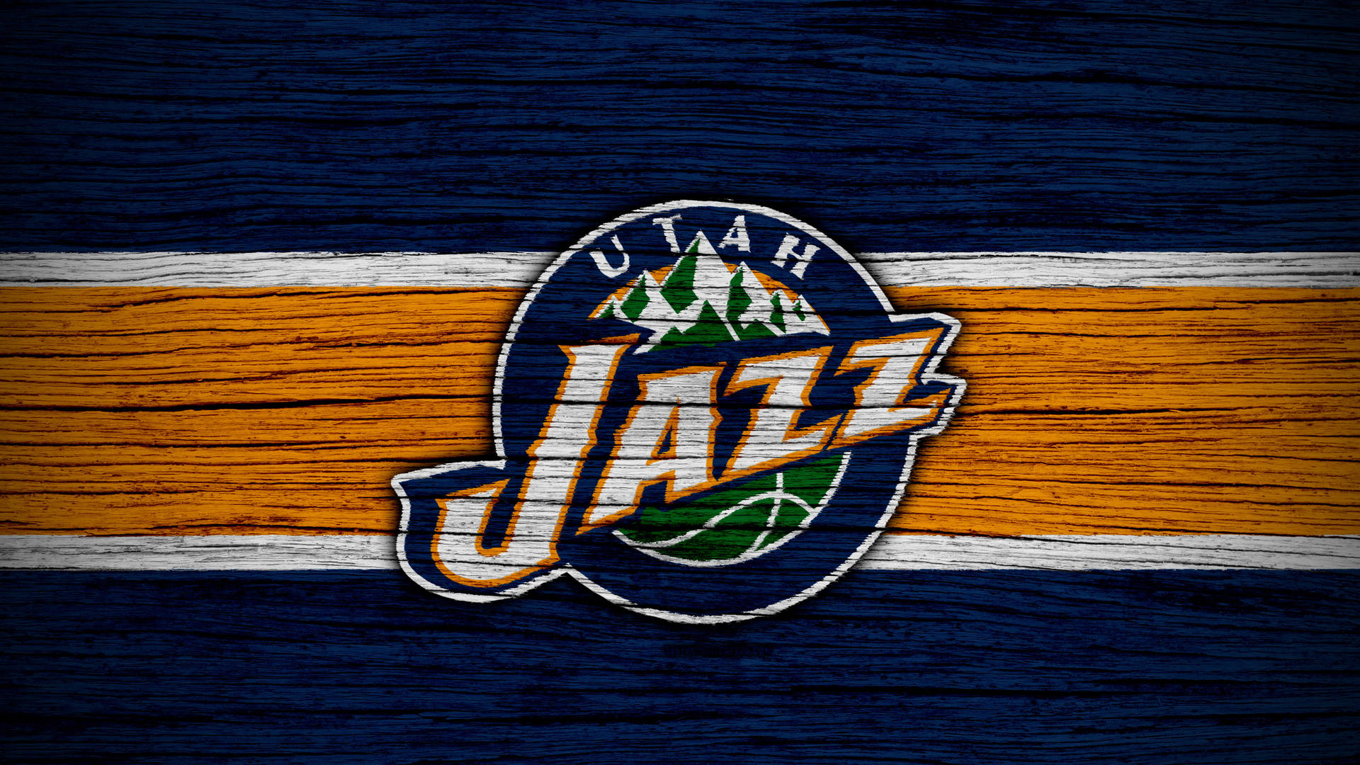 Utah Jazz Emblem On Wood Wallpaper