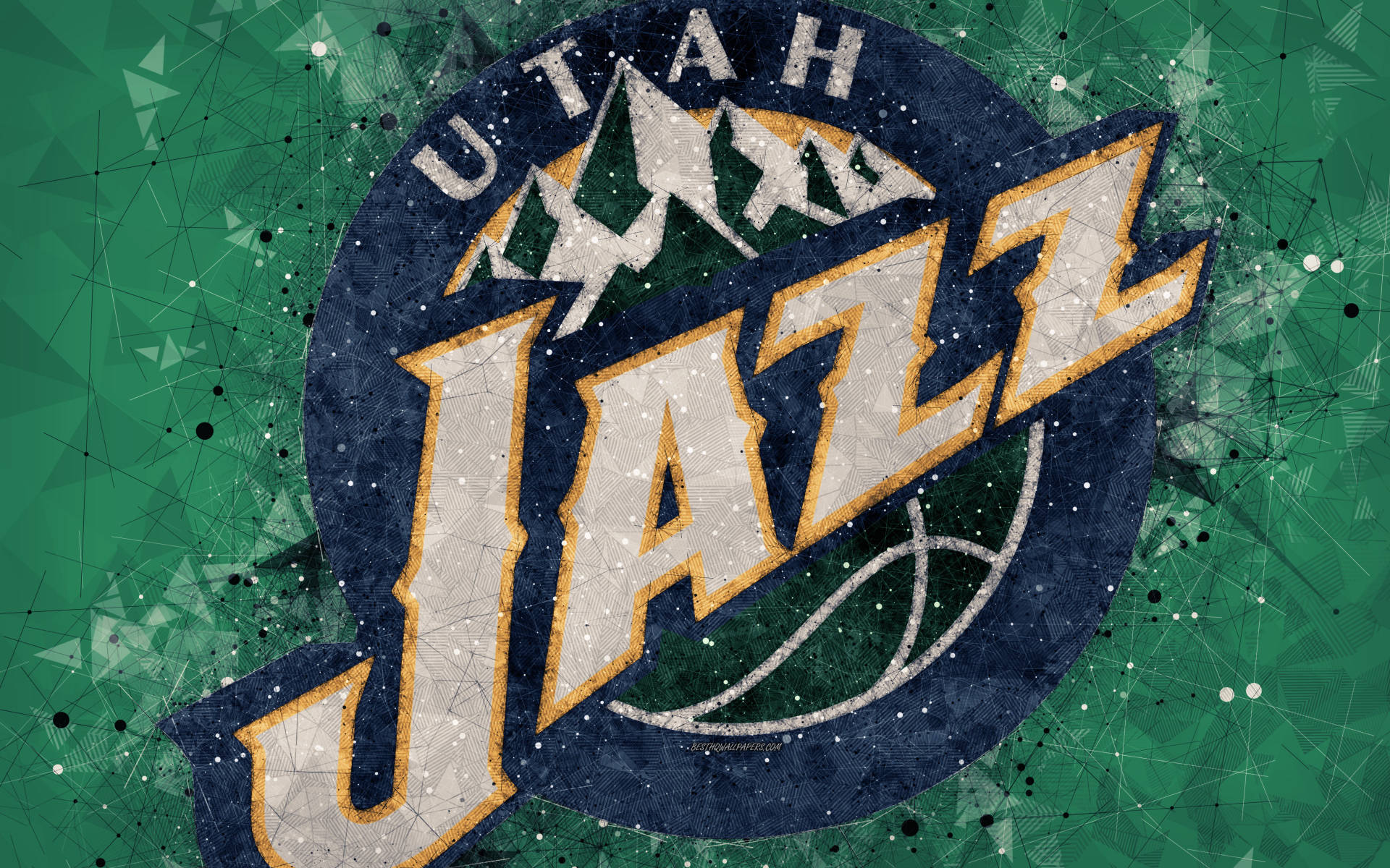 Utah Jazz Green Polygon Texture Wallpaper