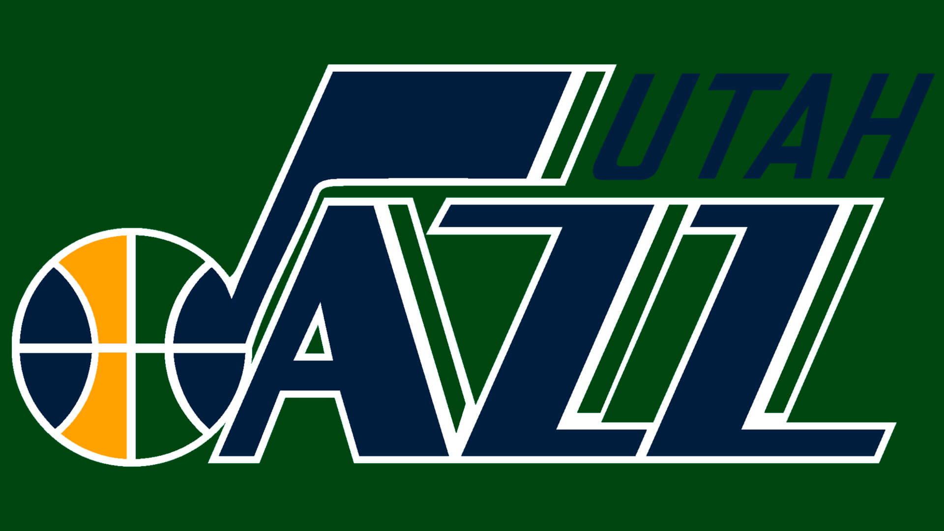 Utah Jazz Name Logo On Green Wallpaper