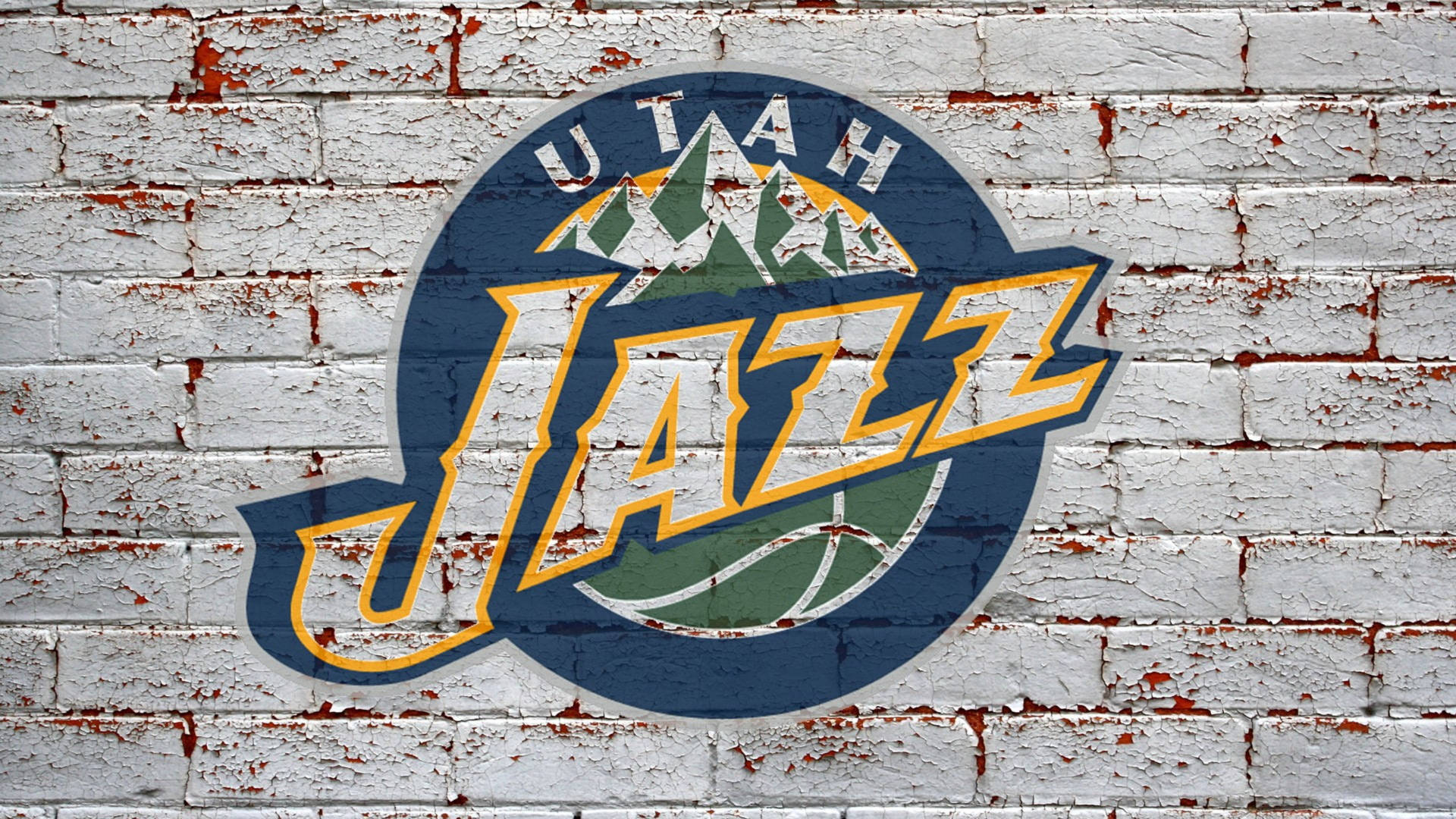Utah Jazz On Brick Wall Wallpaper