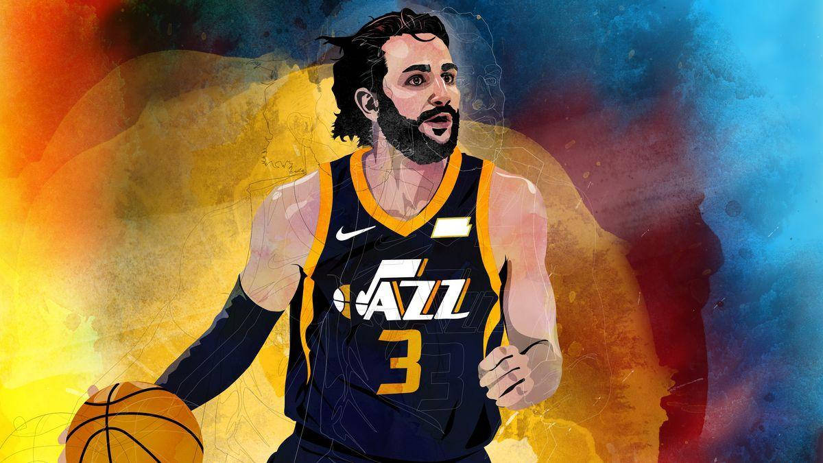 Illustrazione Digitale Di Ricky Rubio Degli Utah Jazz Sfondo