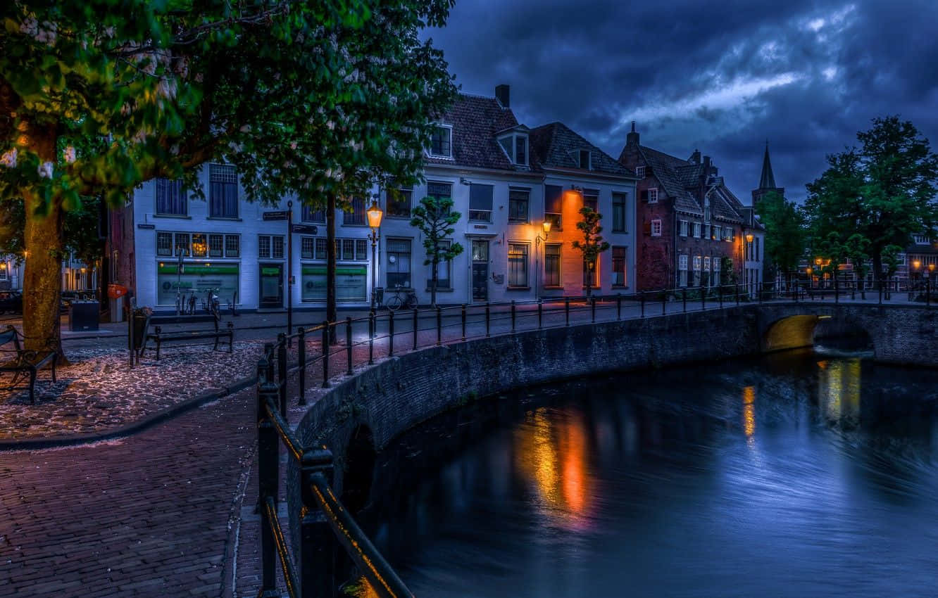Utrecht Evening Canal Scenery Wallpaper