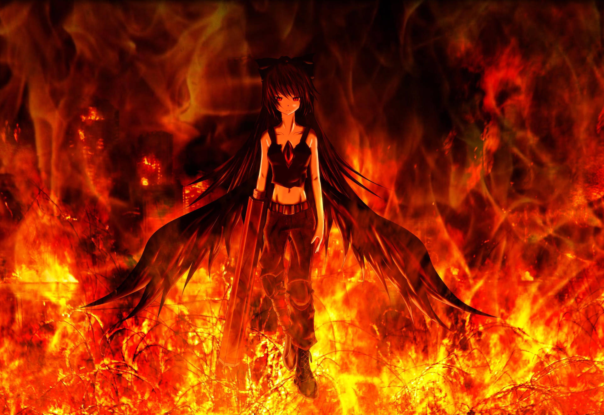 Utsuho Reiuji Fire Anime Wallpaper
