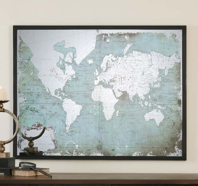 Uttermost Mirrored World Map 30400 Wallpaper