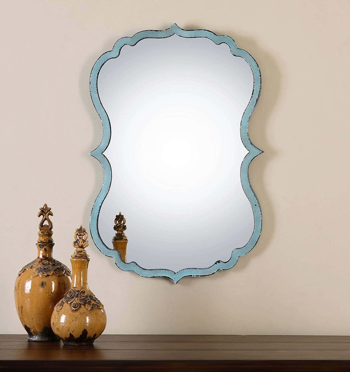 Uttermost Nicola Light Blue Mirror 13925 Wallpaper