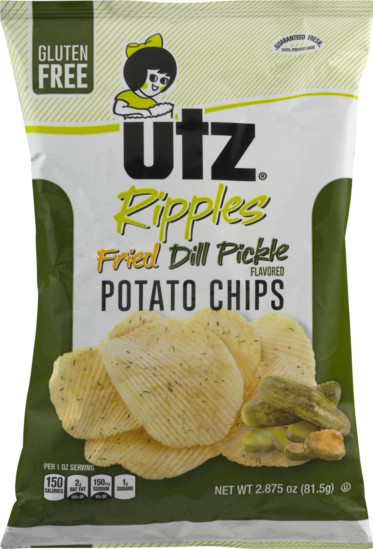 Utz Ripples Fried Dill Pickle Potato Chips Package PNG