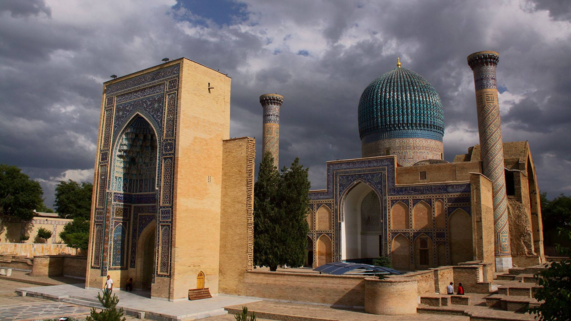 Udseendet fra Uzbekistan Amir Temur Mausoleum og Taj Mahal. Wallpaper