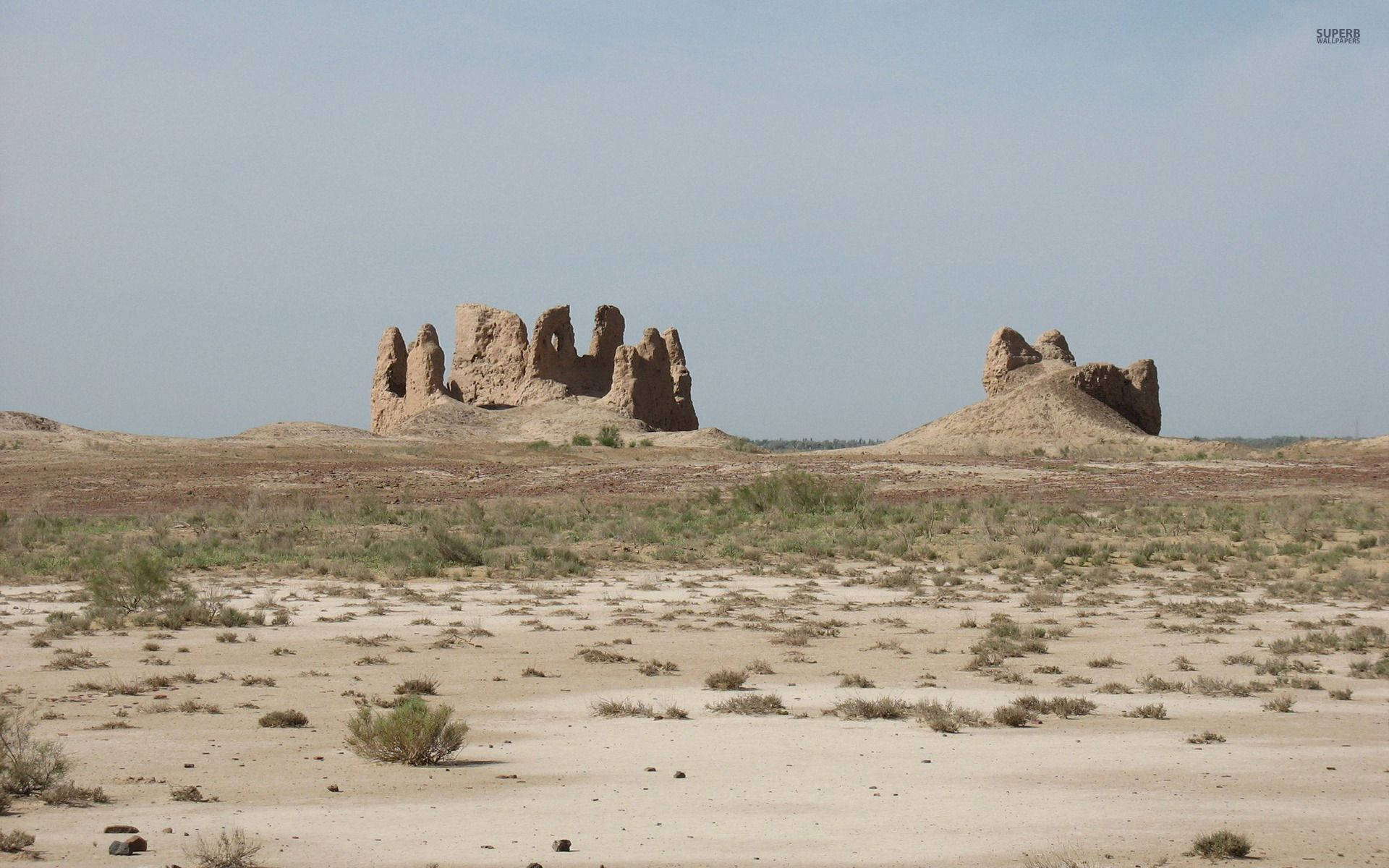 Ruinasde Ayaz Kale En Uzbekistán. Fondo de pantalla