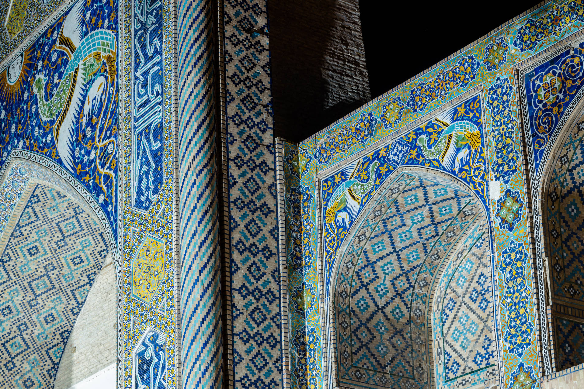 Uzbekistan Bukhara Moschea Tessere Di Mosaico Sfondo