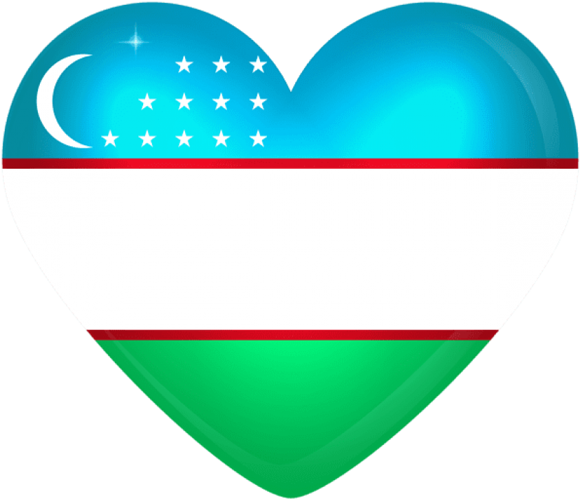 Uzbekistan Flag Heart Shaped PNG