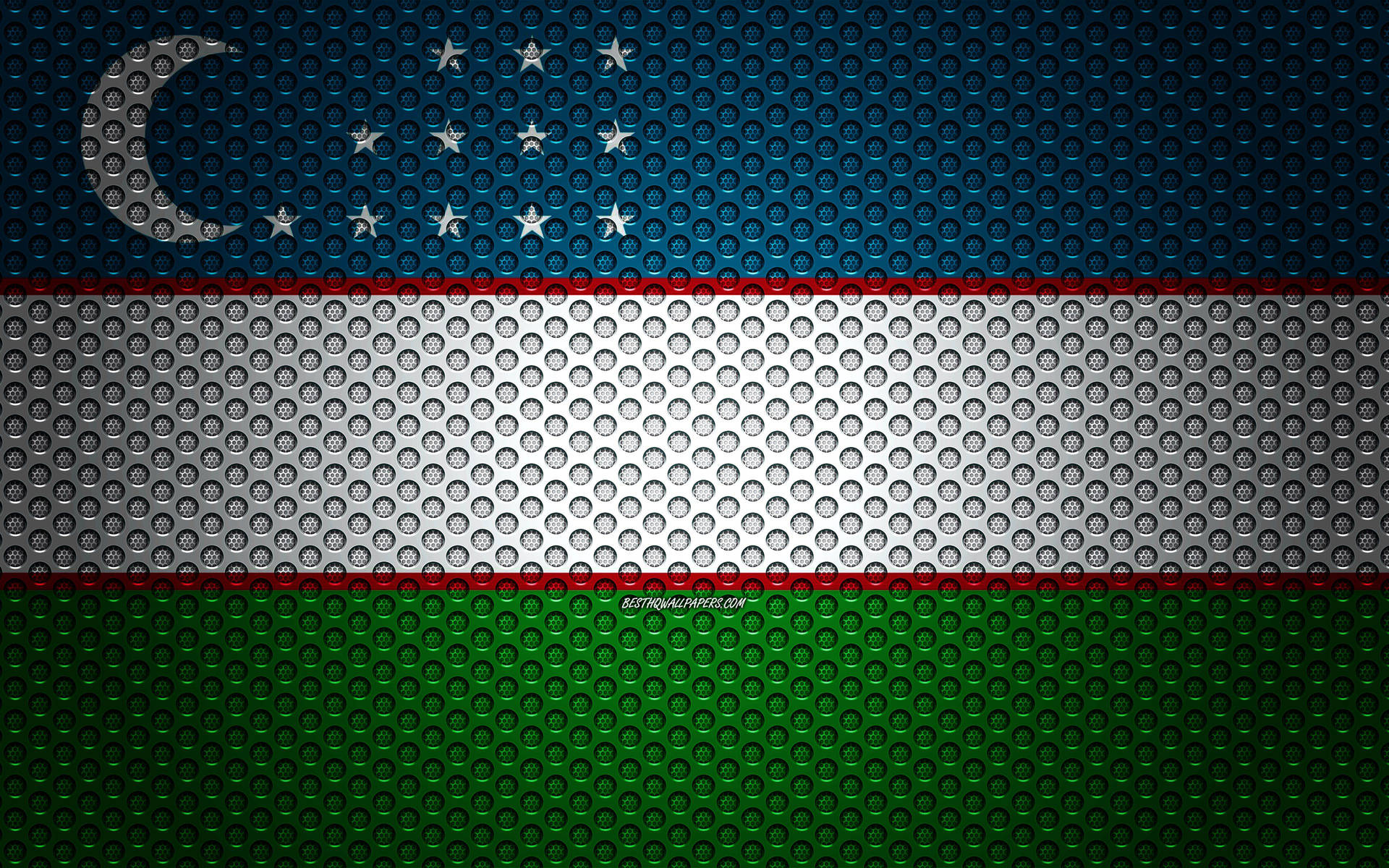 Uzbekistansflagga I Metalliska Färger. Wallpaper