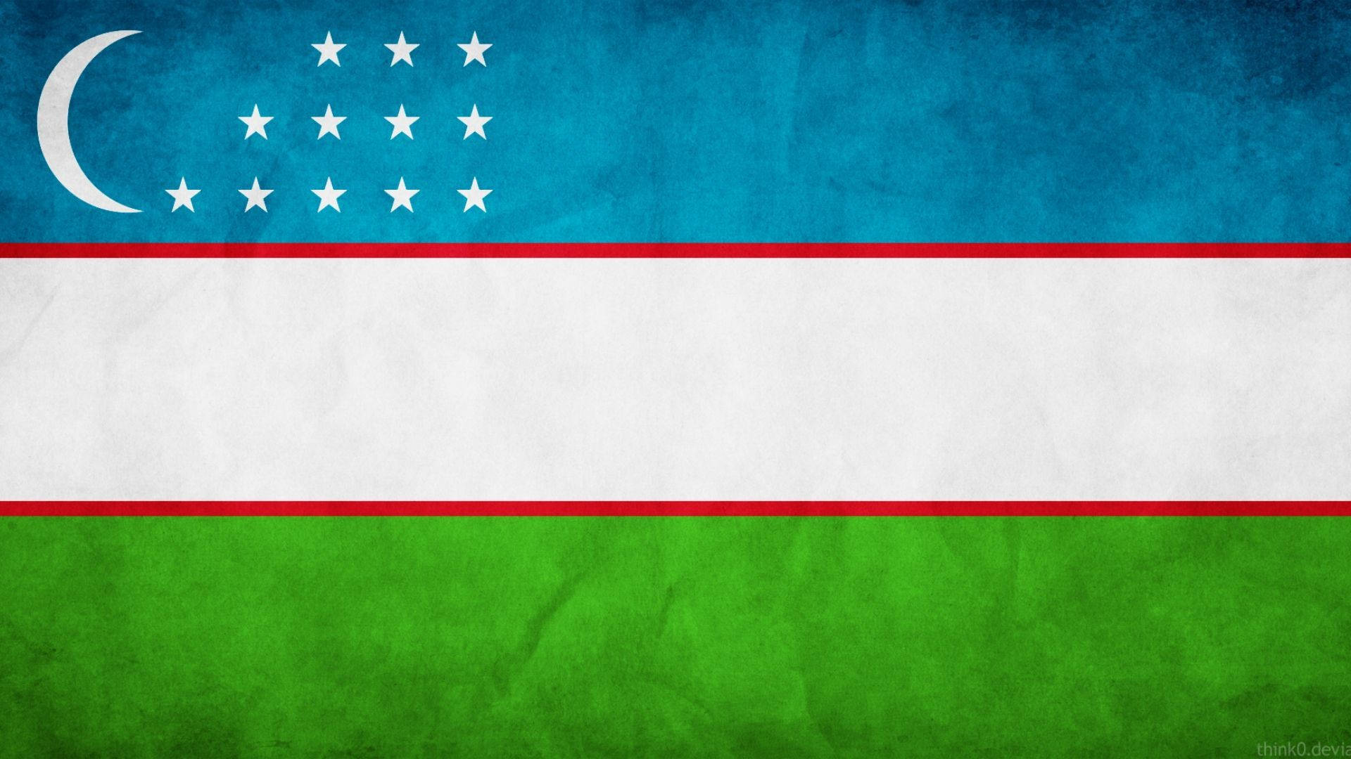 Uzbekistan Flag With Crescent Moon Wallpaper