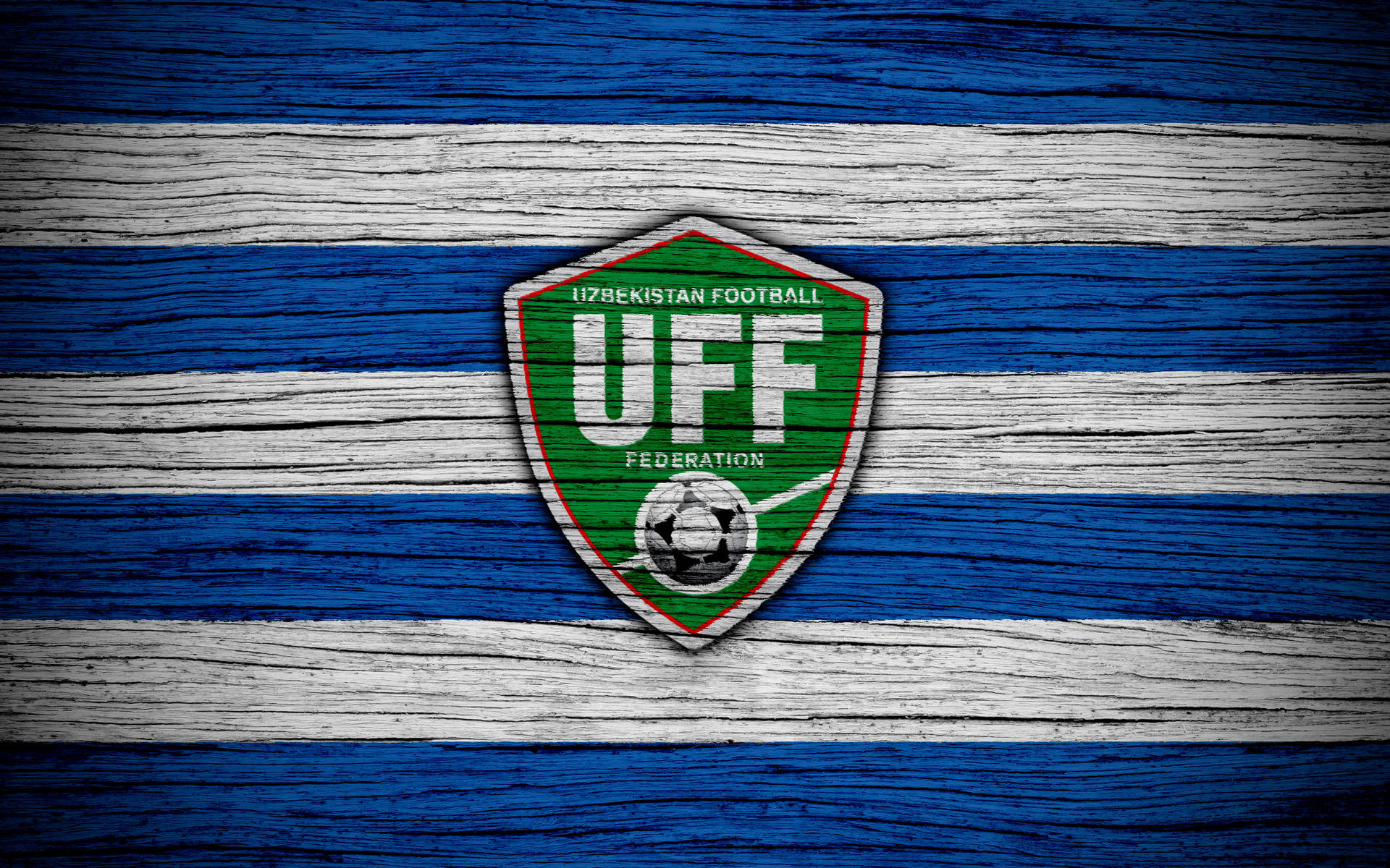 Uzbekistan Football Logo In Wooden Texture Wallpaper