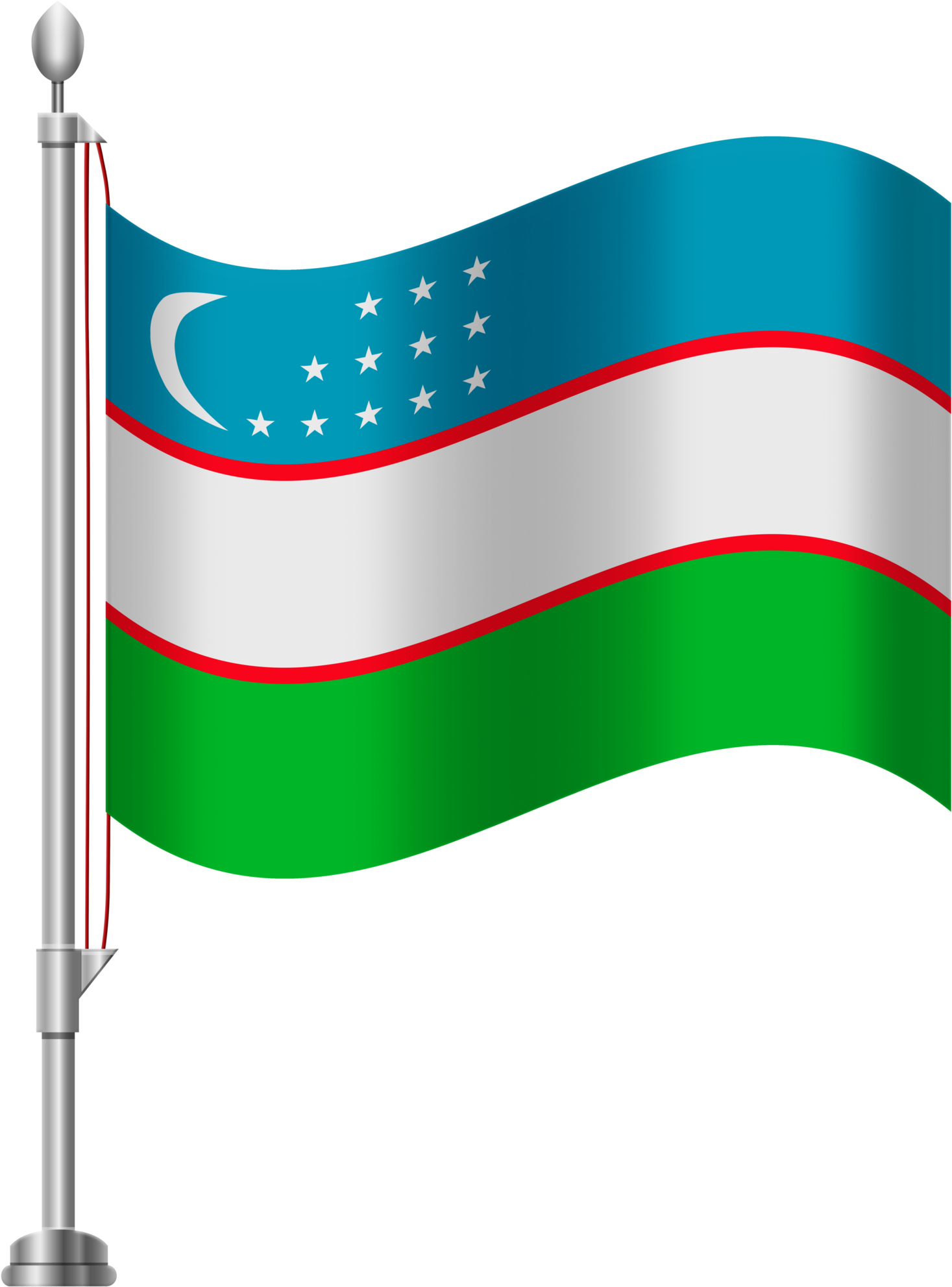 Uzbekistan National Flagon Pole PNG