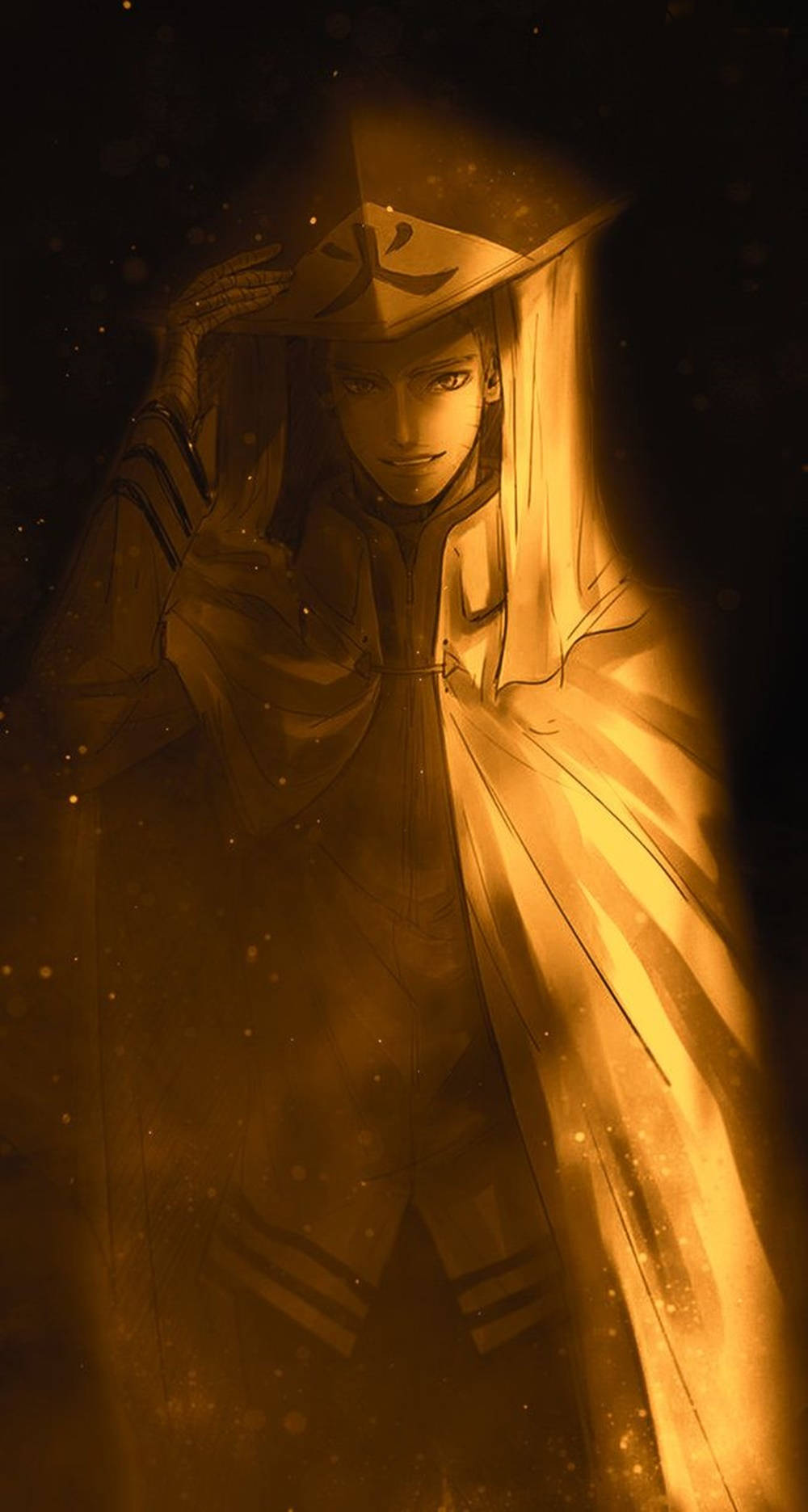 Uzumaki Naruto Hokage Golden Aesthetic Illustration Background