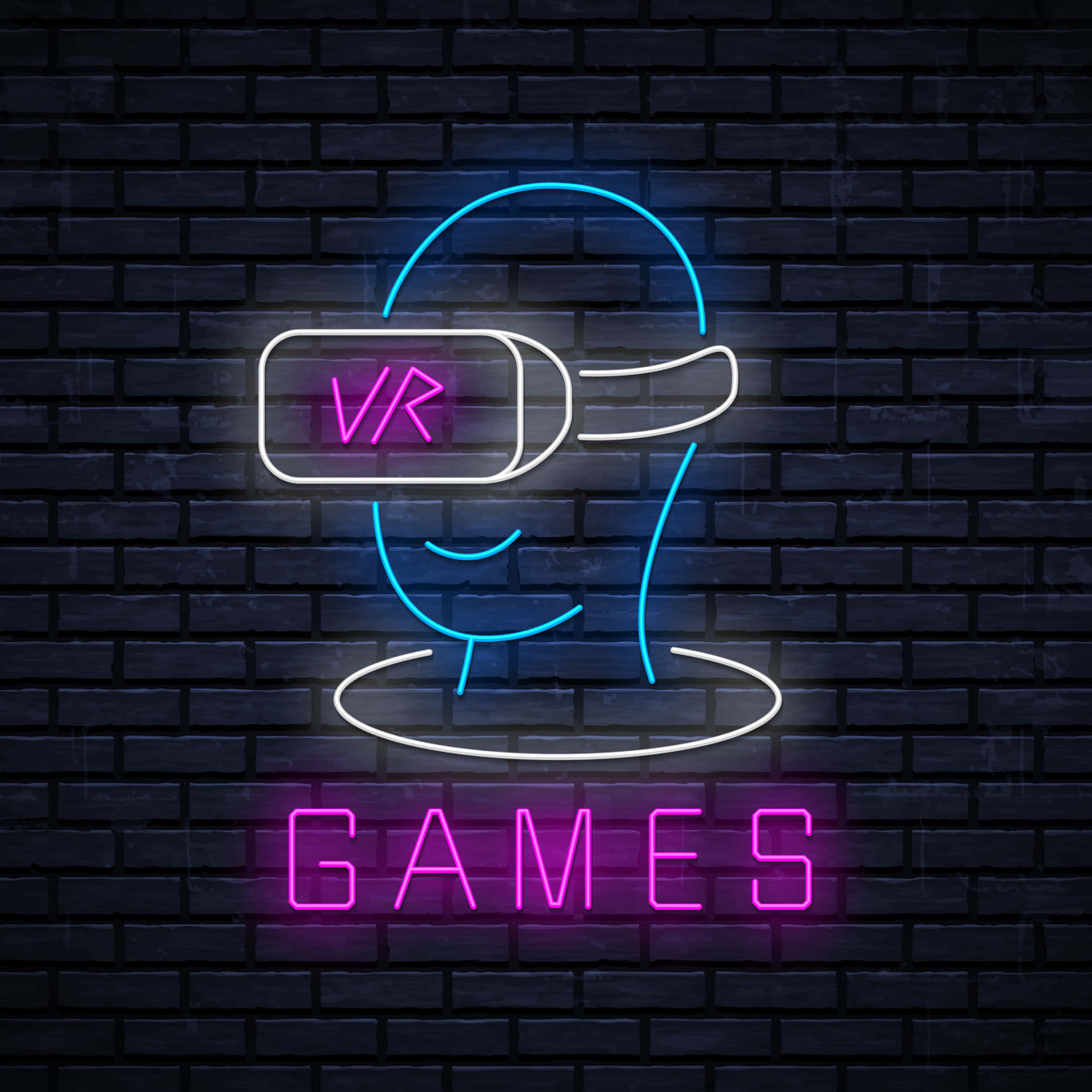V R Neon Gaming Sign Wallpaper