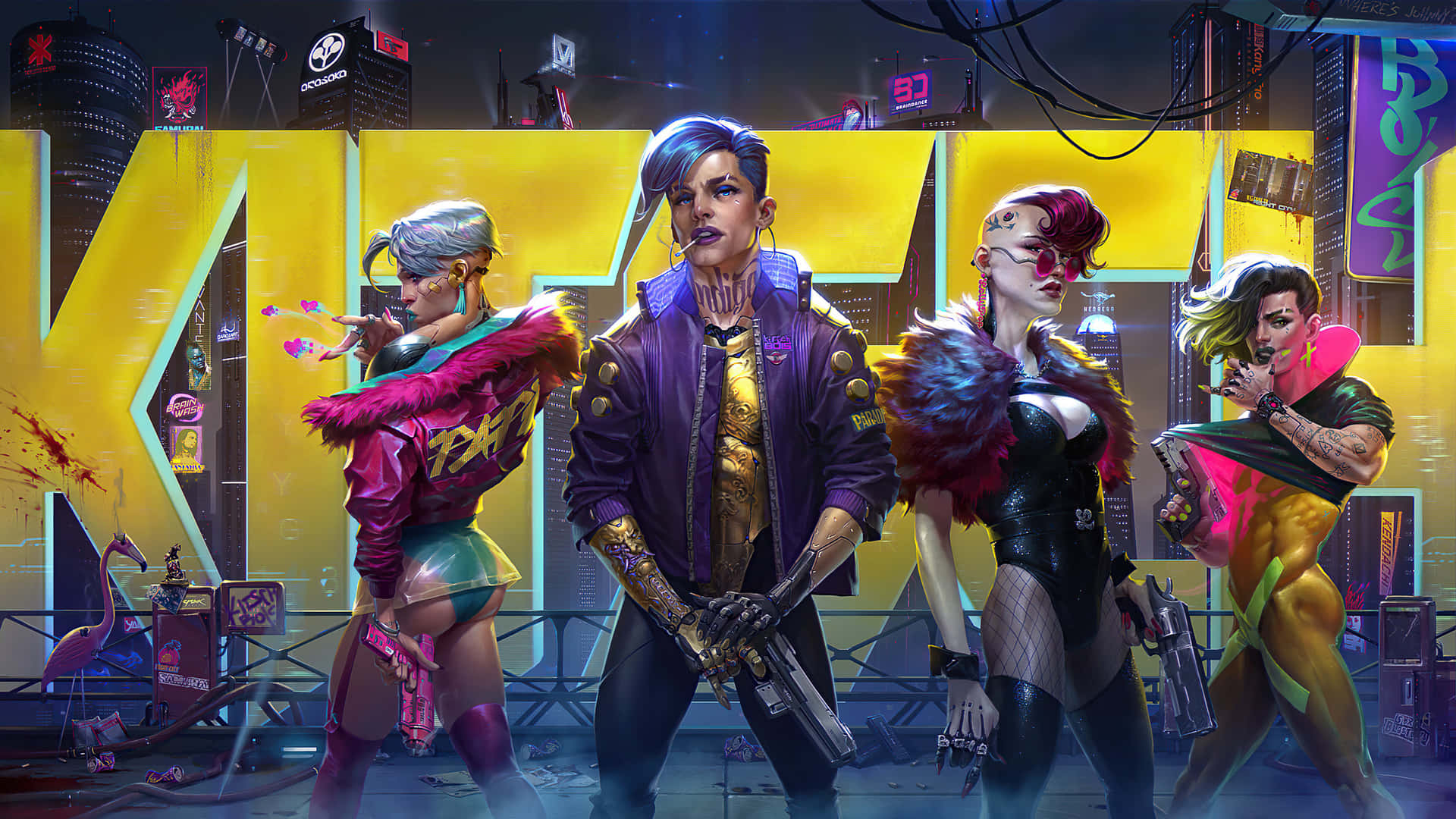V, The Protagonist Of Cyberpunk 2077 In Night City Action Wallpaper