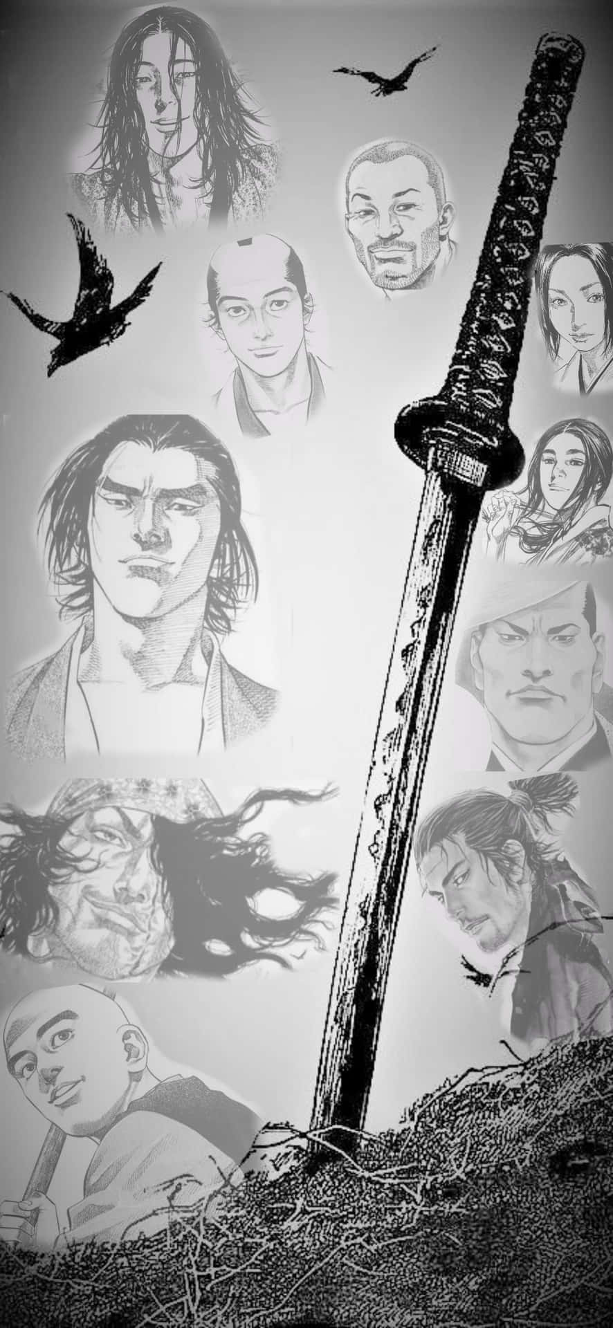 Vagabond Manga Collage Swordand Characters Wallpaper