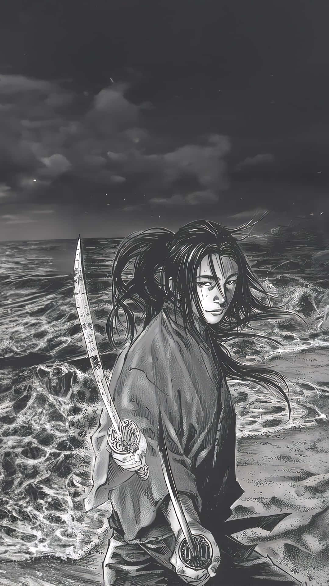 Vagabond Manga Samurai Beach Night Wallpaper