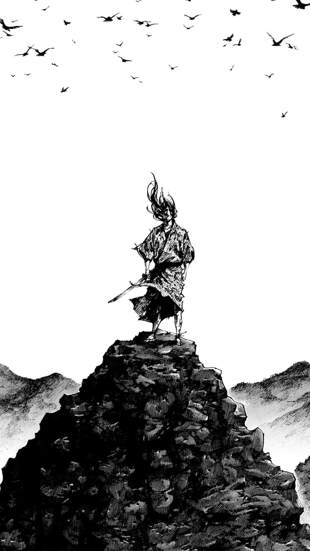 Vagabond Manga Samurai On Mountain Peak Wallpaper