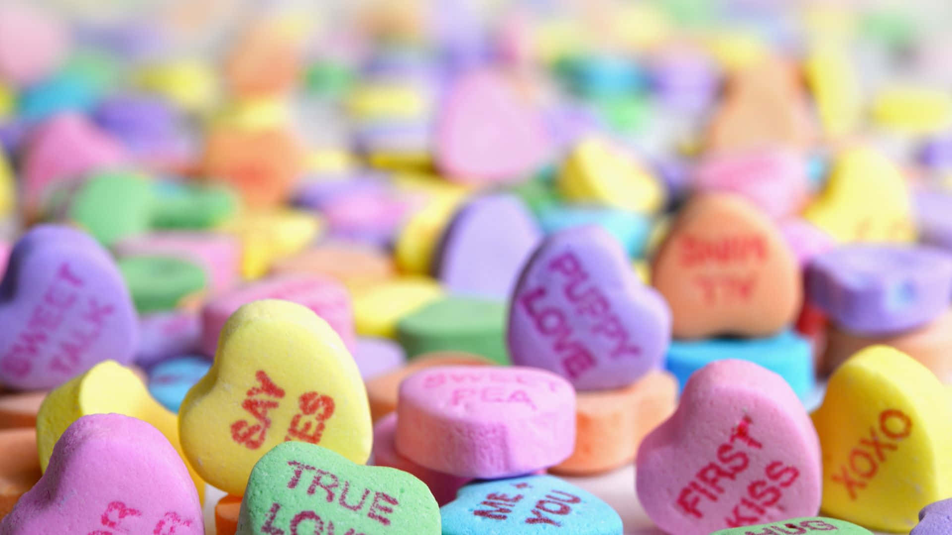 Colorful Candy Hearts Valentine Background