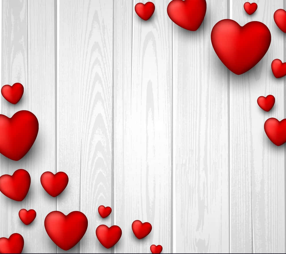 Hearts On Wood Valentine Background
