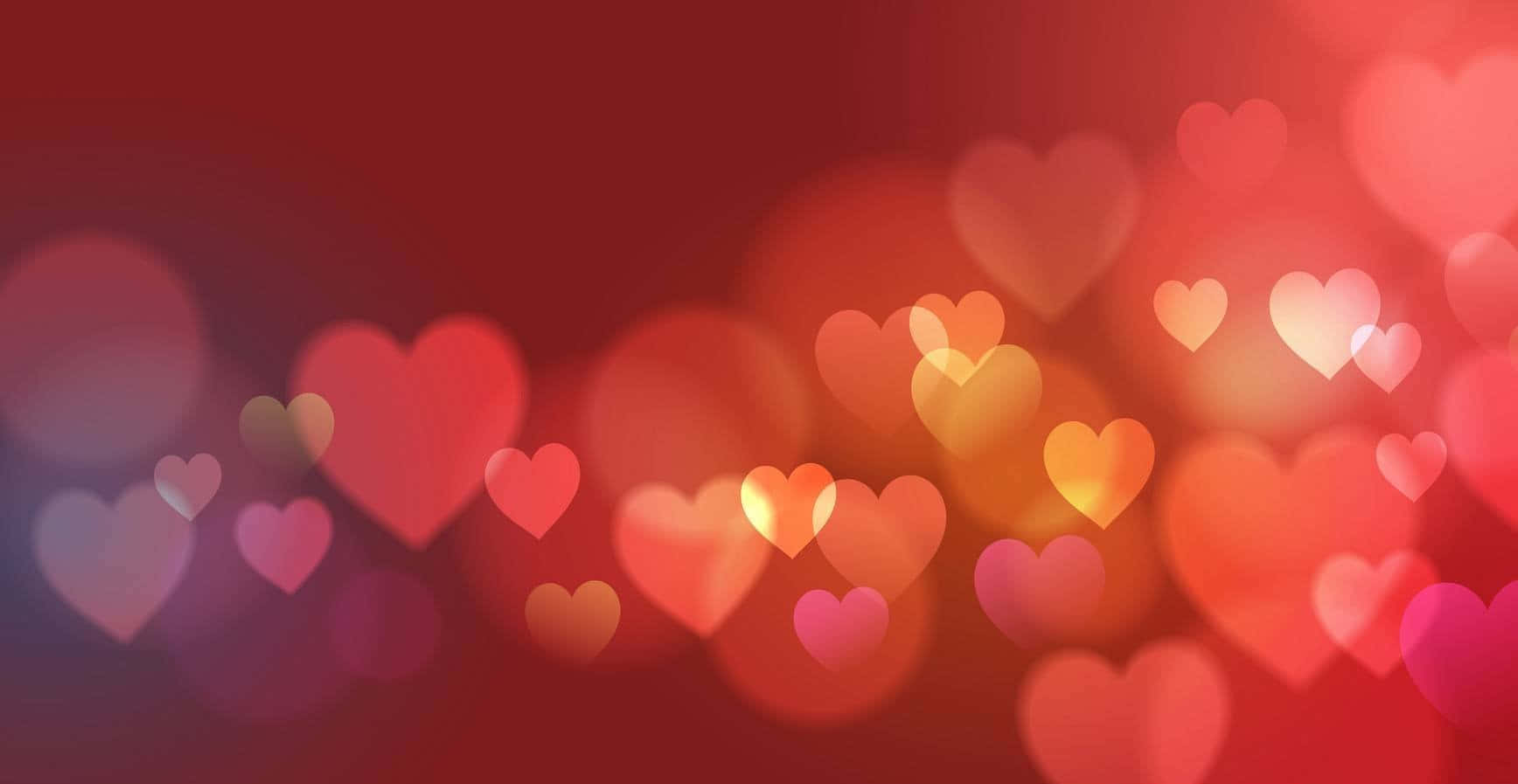 Deep Red Aesthetic Bokeh Hearts Valentine Background