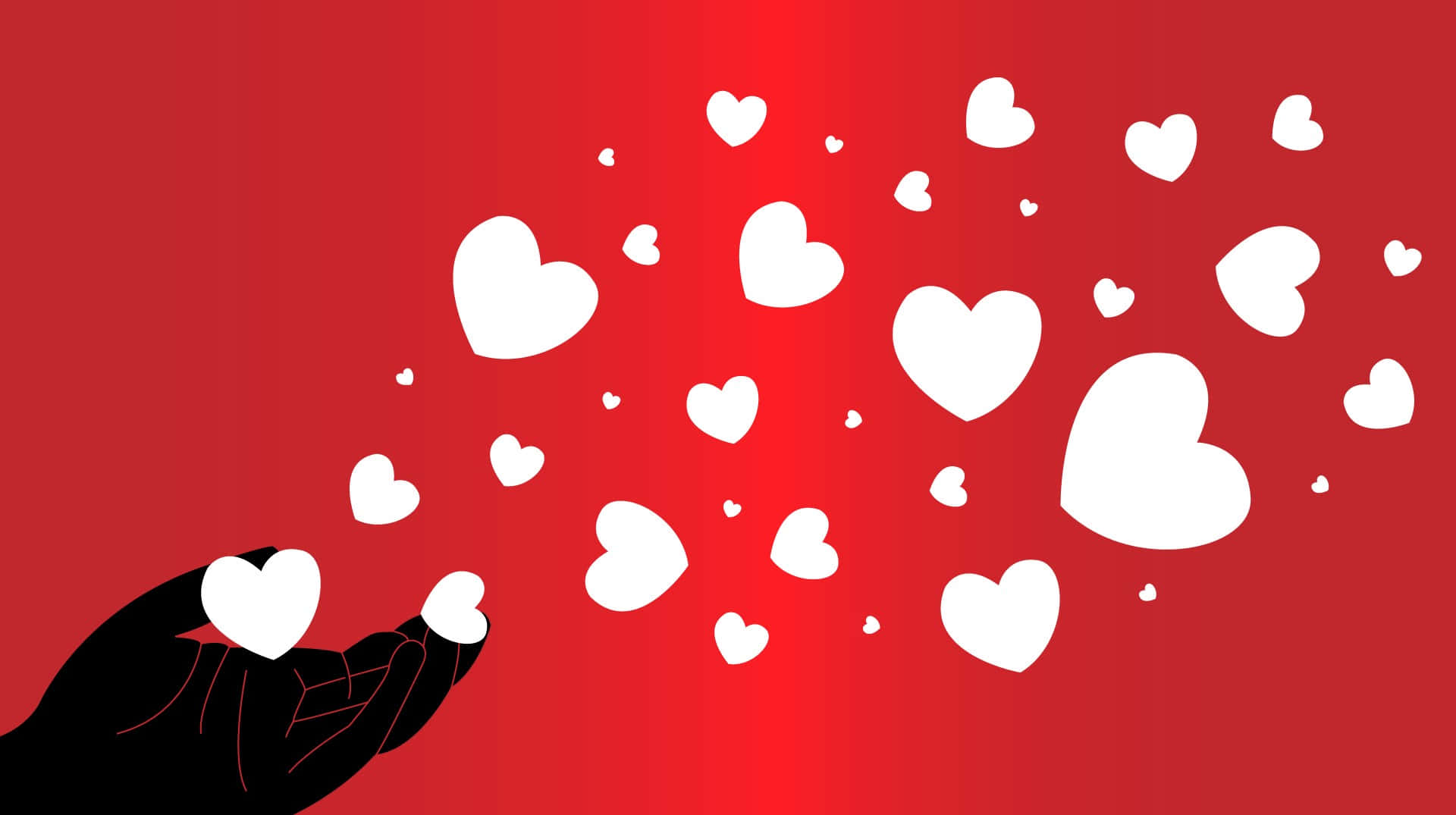 Hand Releasing Hearts Valentine Background