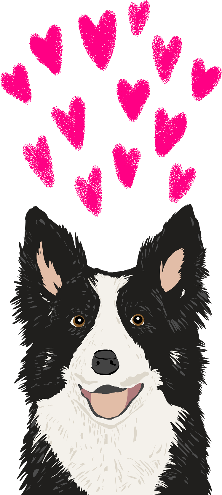 Valentine Dog Love Hearts PNG