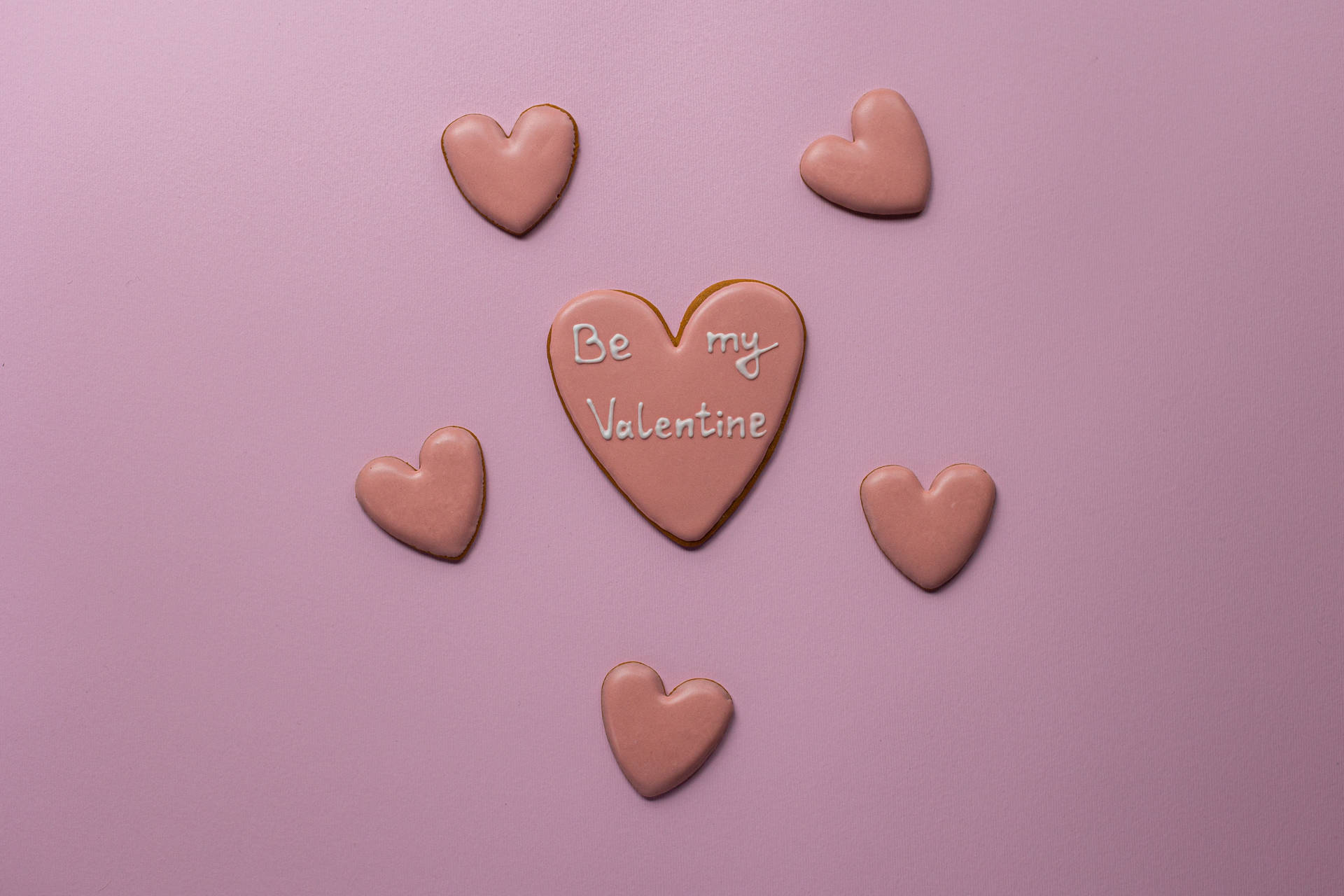 Cookiesde Açúcar Coração Rosa Pastel Do Dia Dos Namorados. Papel de Parede