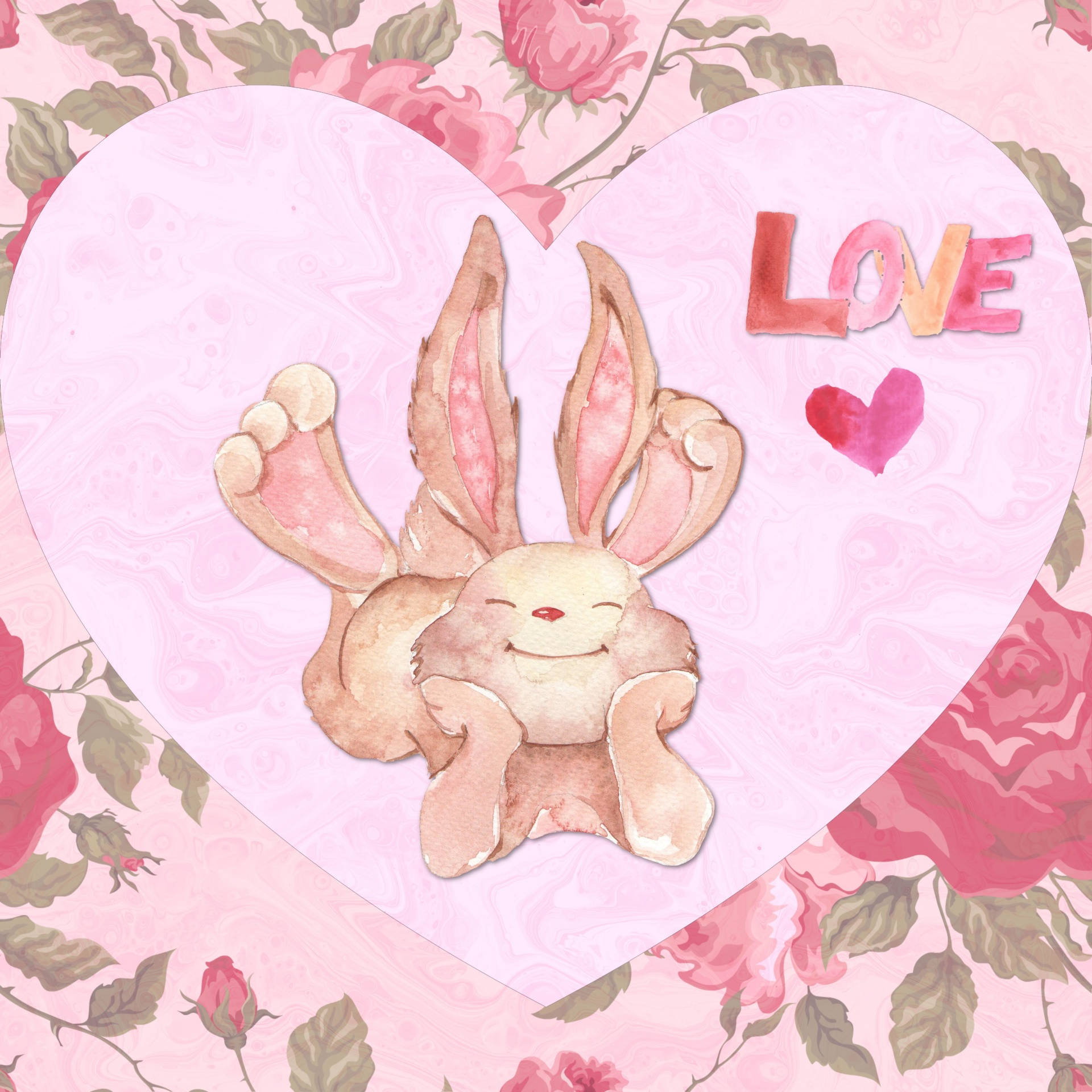 Artede Amor De Conejitos De San Valentín Fondo de pantalla