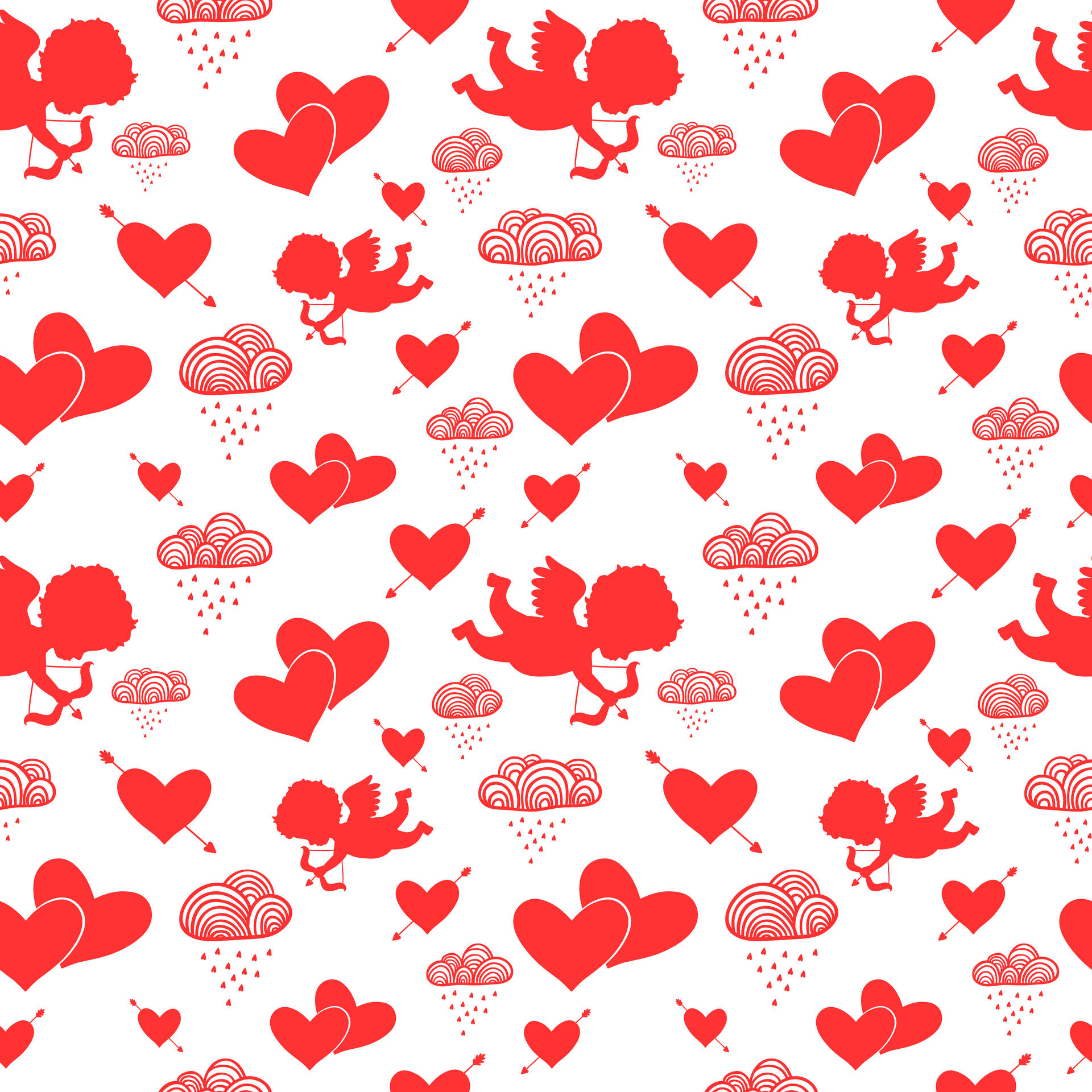 Valentinstagsherzenmuster Mit Cupid Wallpaper