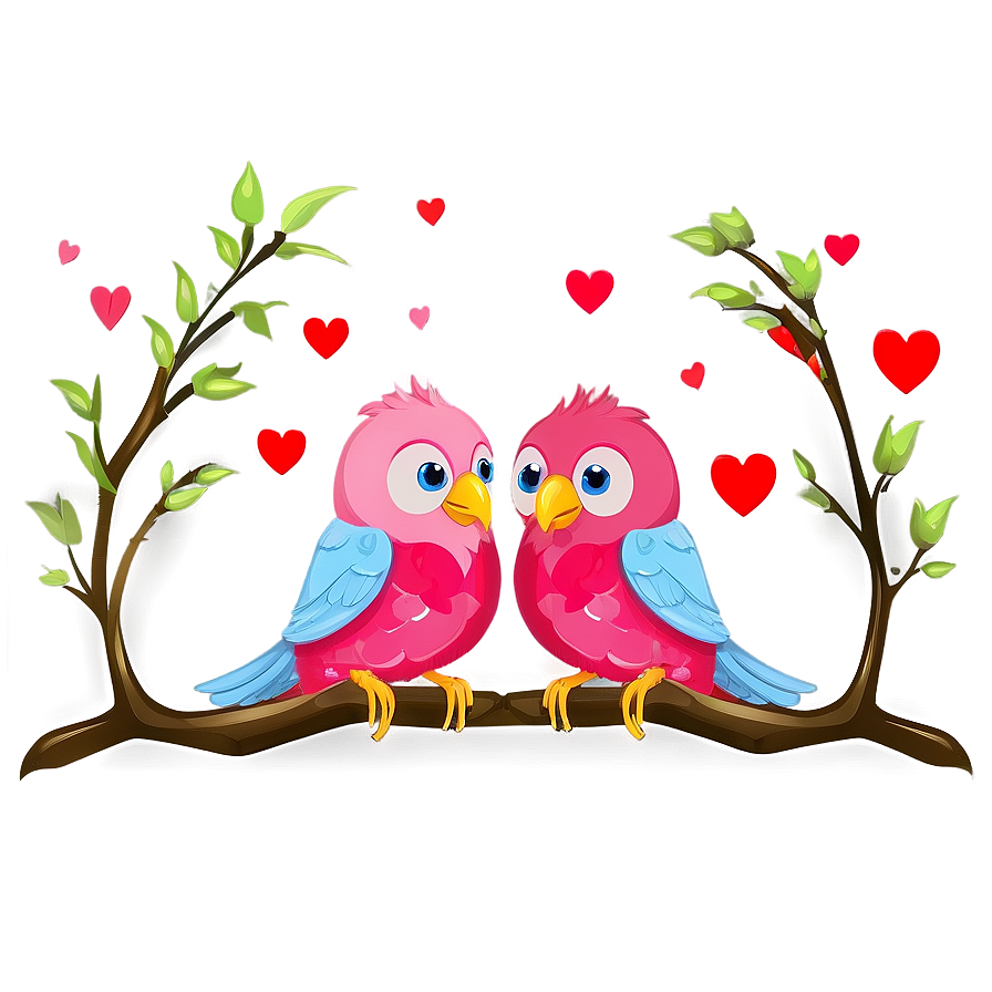 Valentine's Day Lovebirds Png 05242024 PNG