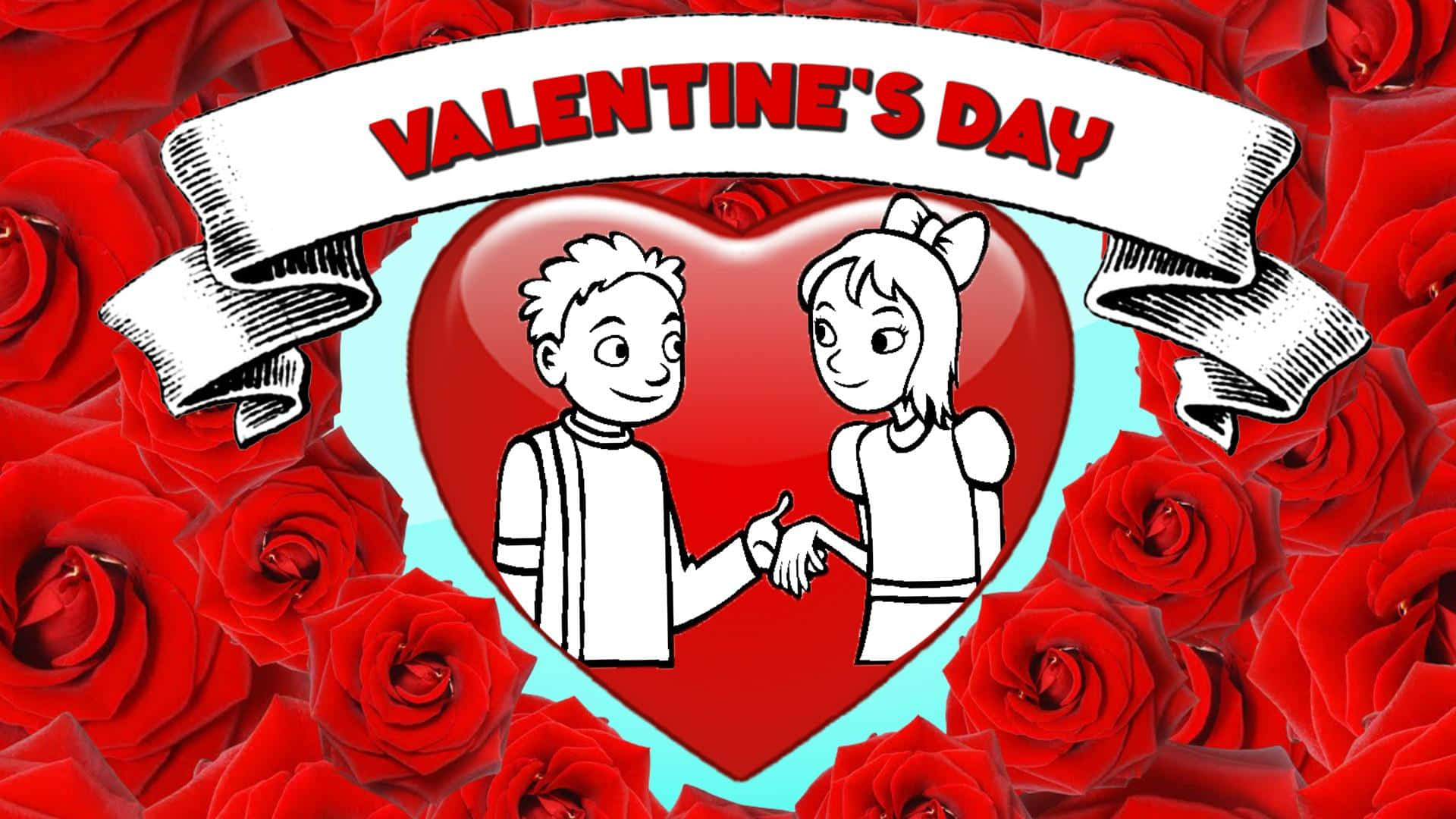Black And White Cartoon Valentine's Day Pictures 1920 x 1080 Picture