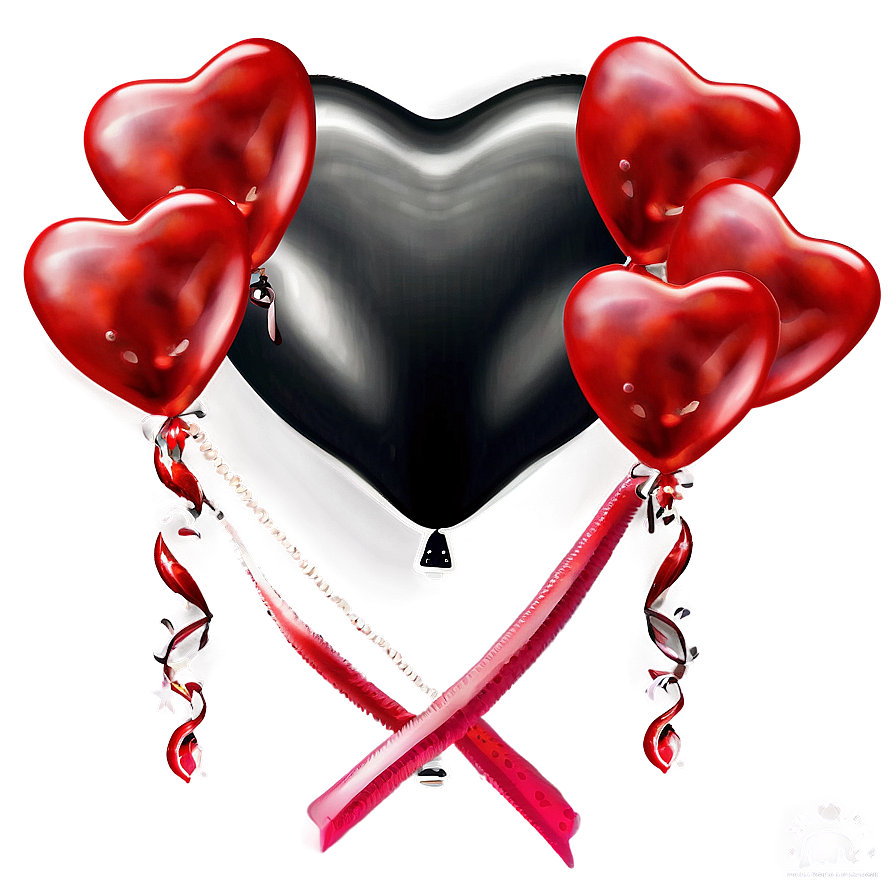 Valentine's Day Red Balloons Png 06132024 PNG