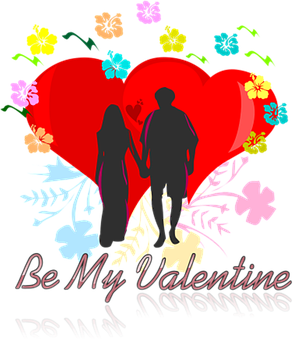 Valentines Couple Silhouette Love Graphic PNG