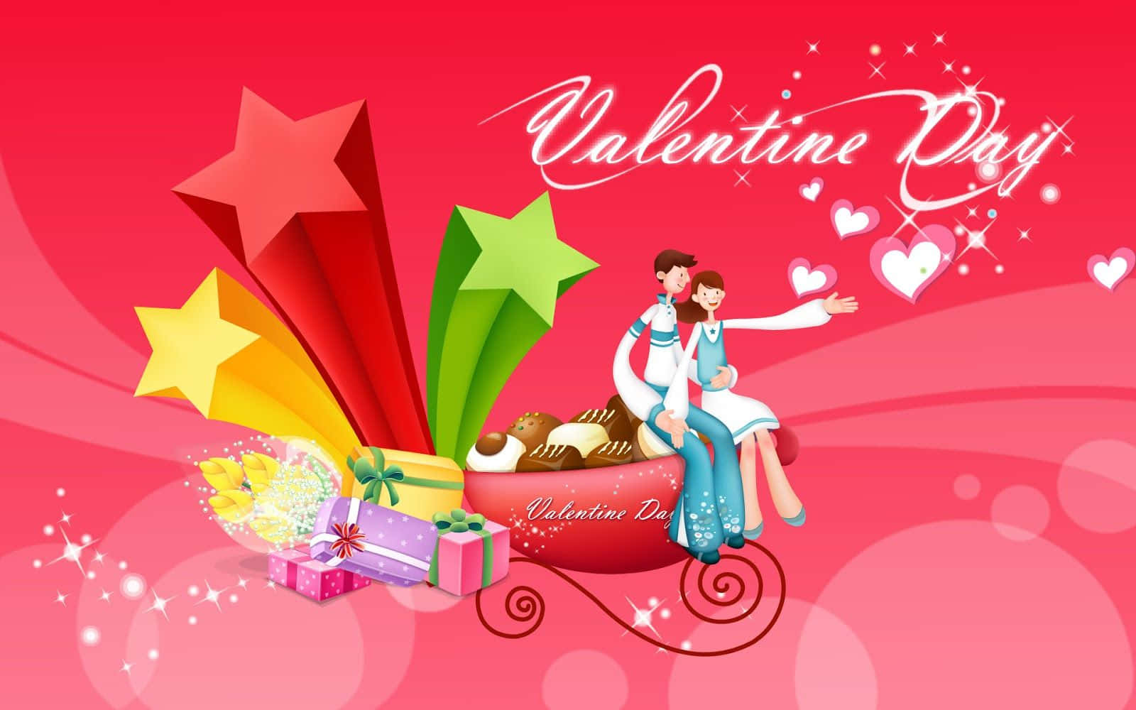 Couple Sitting On A Bowl Valentines Day Background