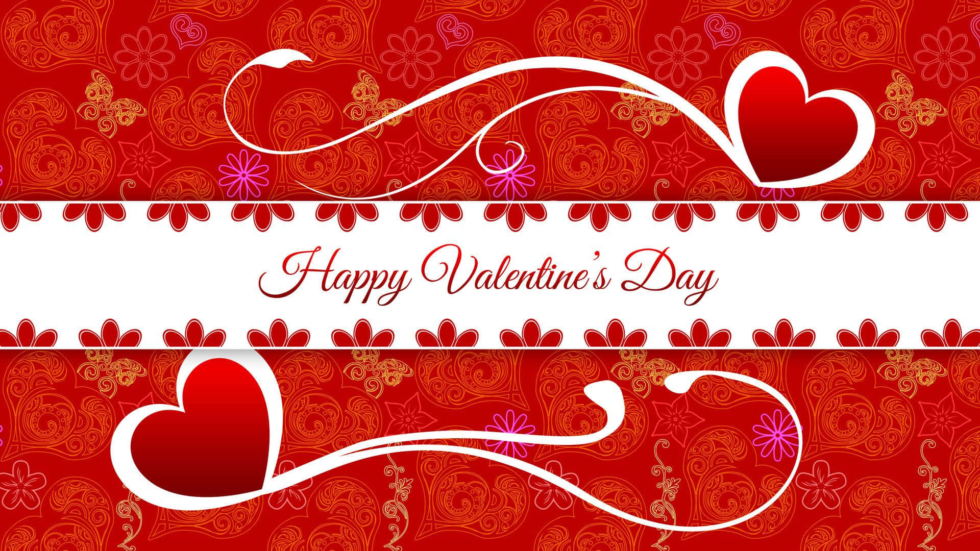 Two Large Hearts Happy Valentines Day Background