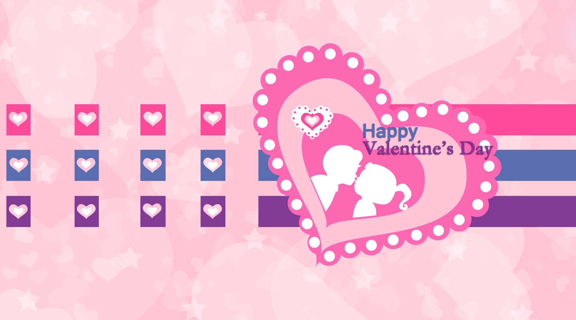 Couple Kissing Silhouette Valentines Day Background