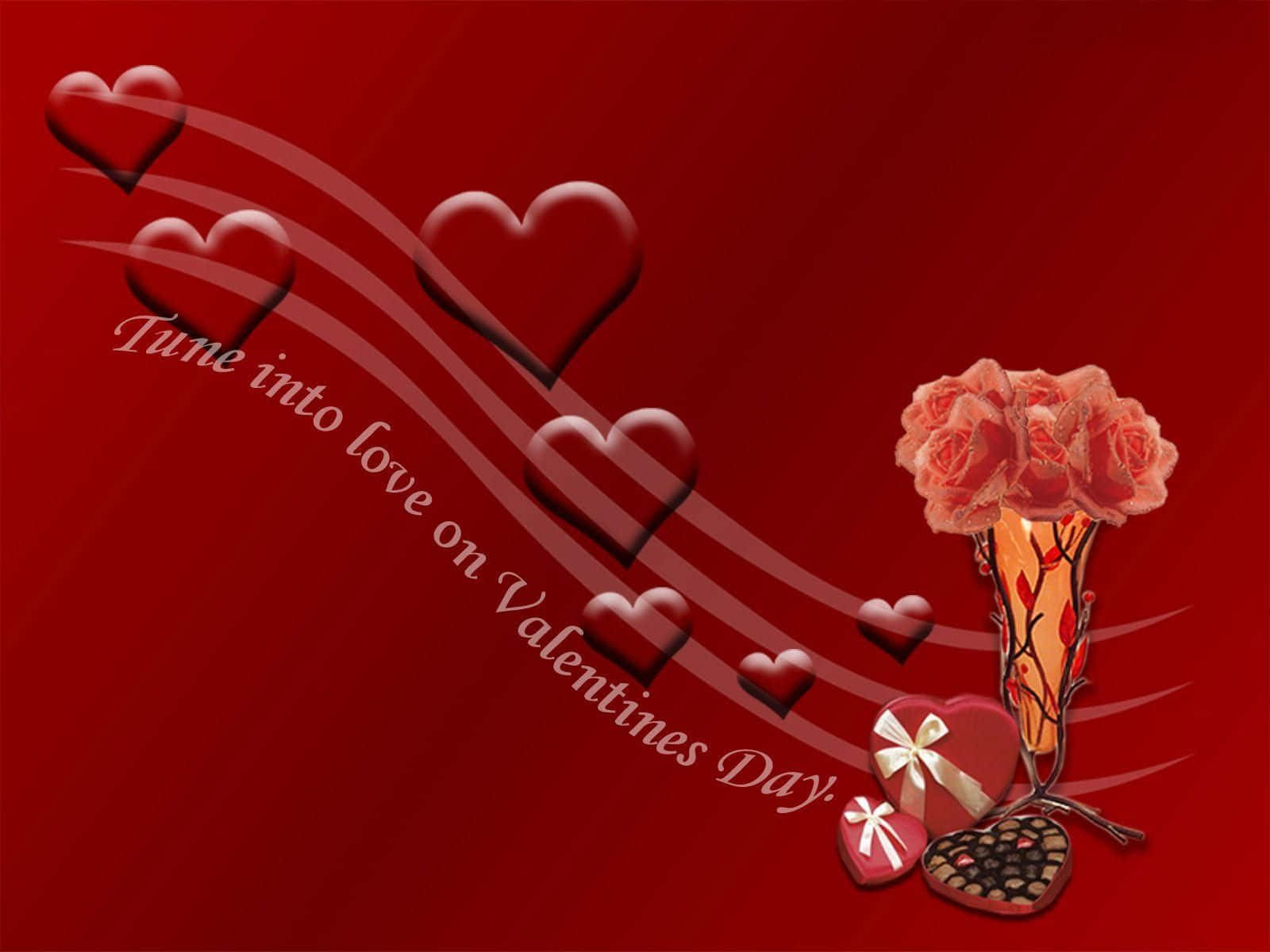 Fondode Pantalla Para El Día De San Valentín Con Ramo De Flores.