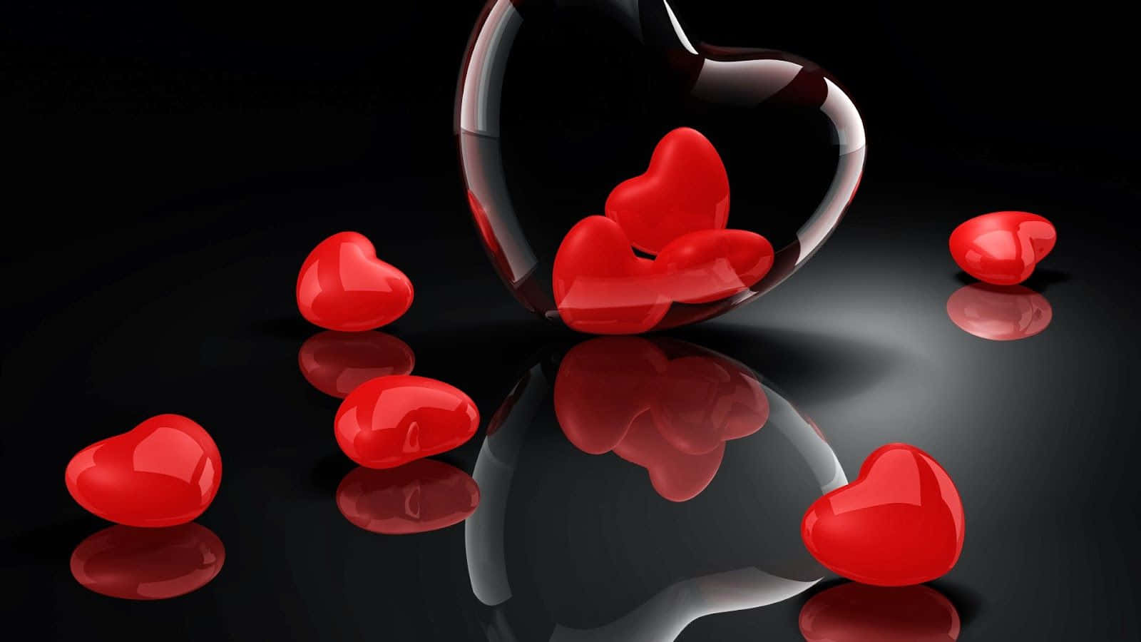 Transparent And Red Hearts Valentines Day Background
